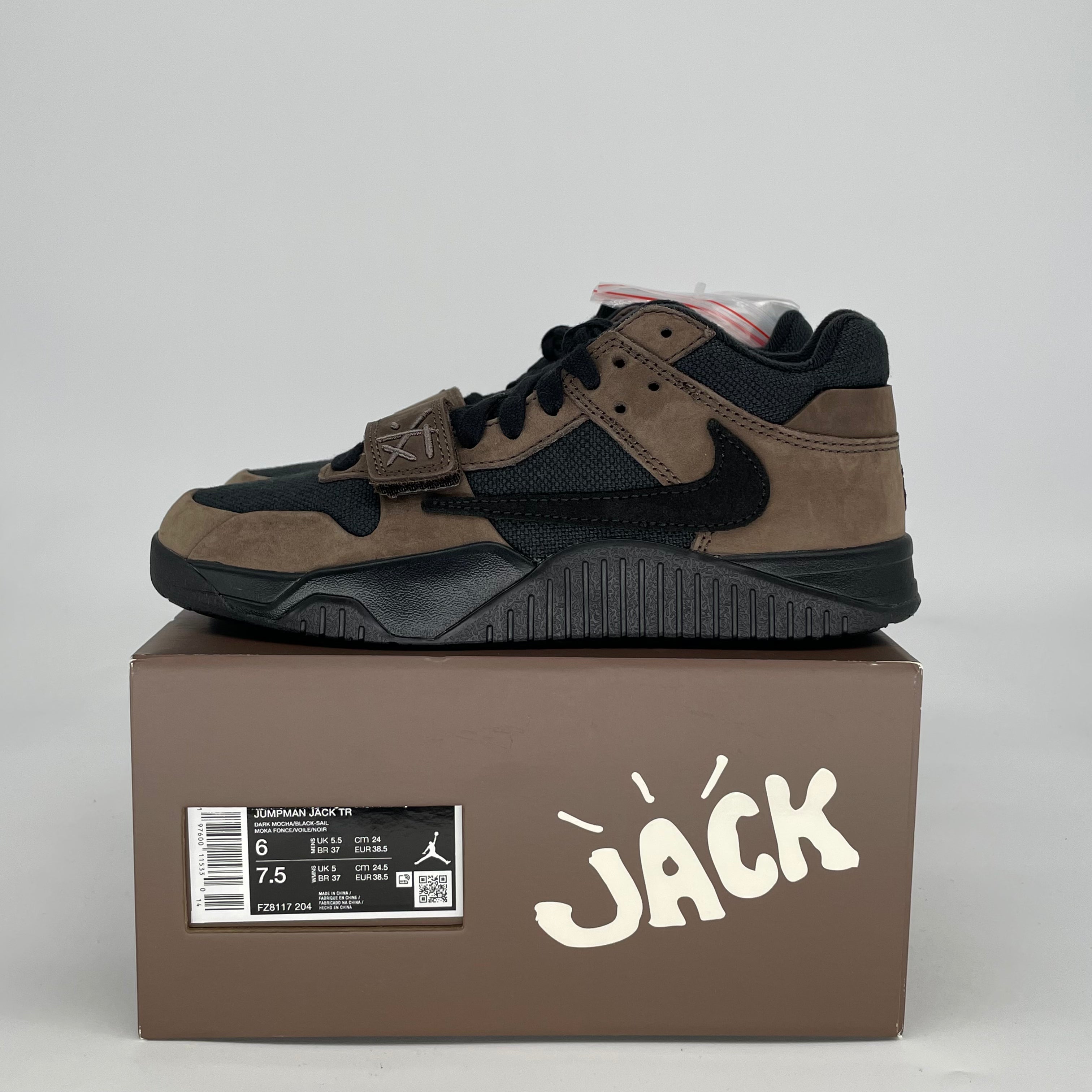 TRAVIS SCOTT X JORDAN JUMPMAN JACK TR DARK MOCHA FZ8117-204 SIZE 6/7.5W