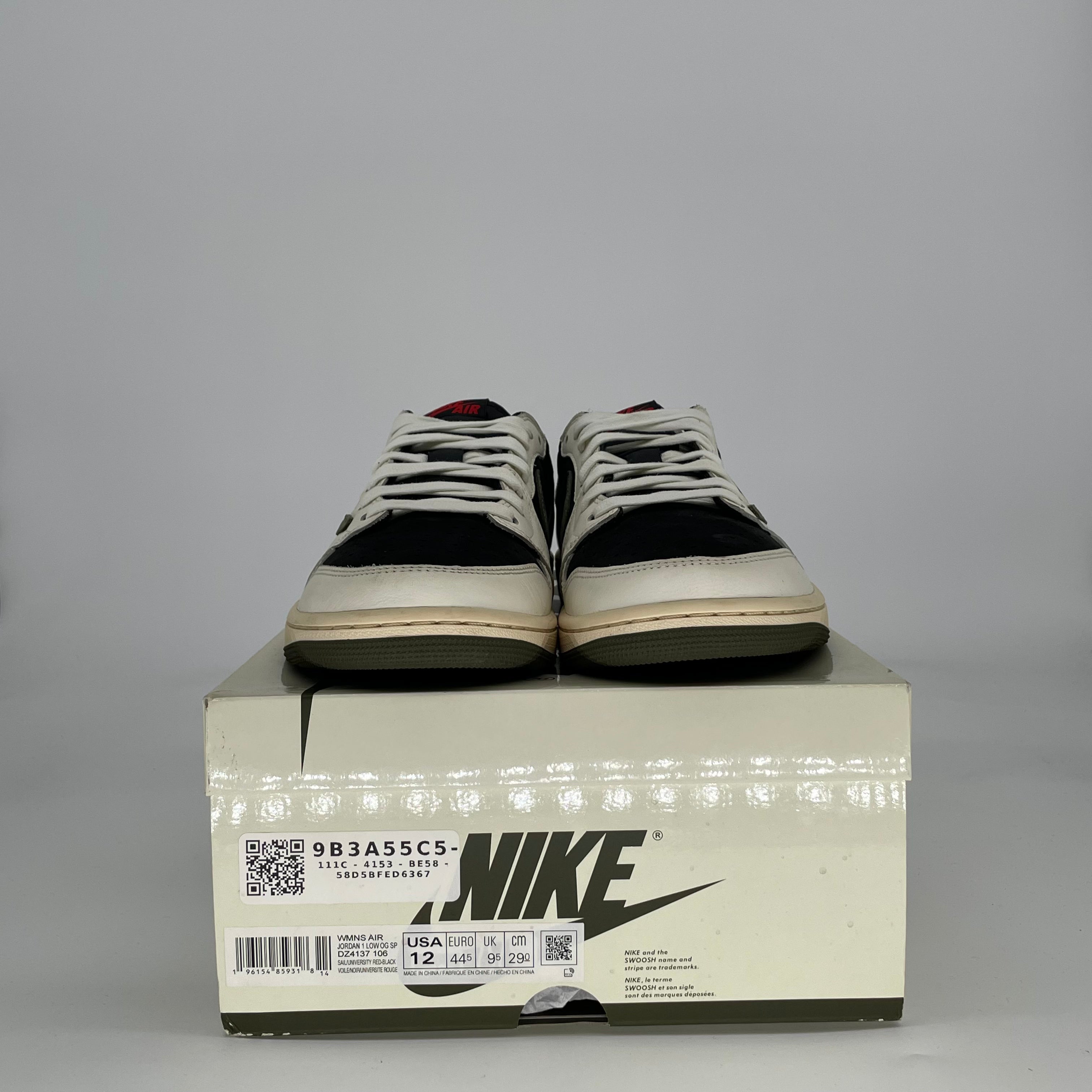 AIR JORDAN 1 LOW X TRAVIS SCOTT OLIVE W DZ4137-106 SIZE 10.5/12W