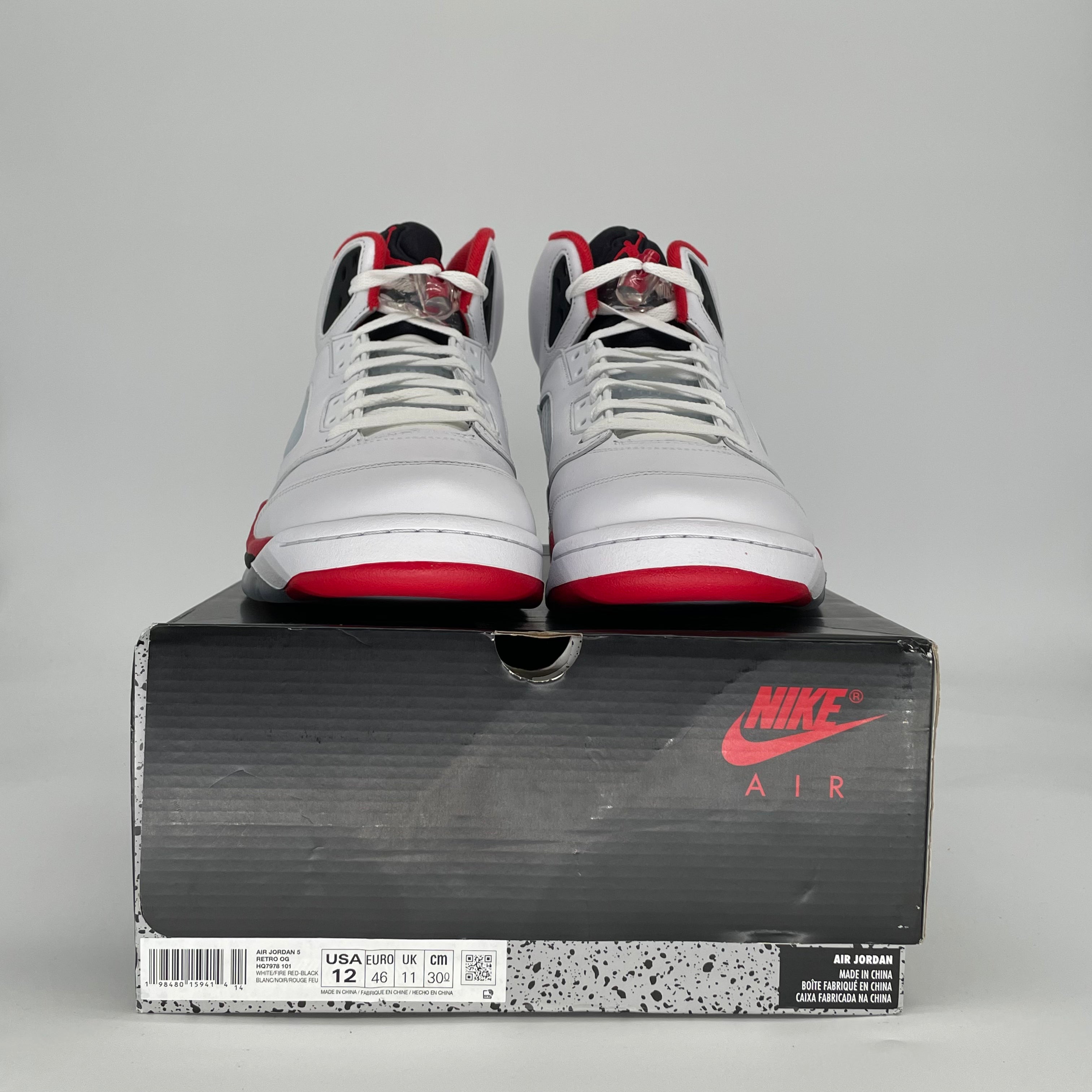 AIR JORDAN 5 FIRE RED BLACK TONGUE HQ7978-101 SIZE 12/13.5W