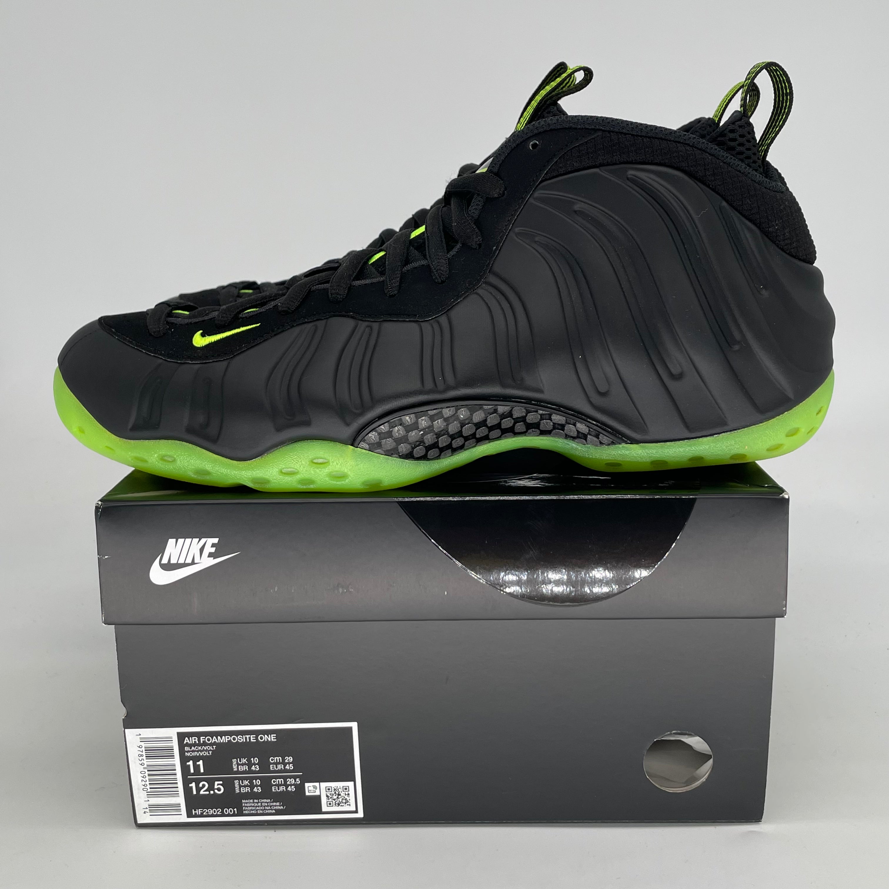 NIKE AIR FOAMPOSITE ONE BLACK VOLT HF2902-001 SIZE 11/12.5W
