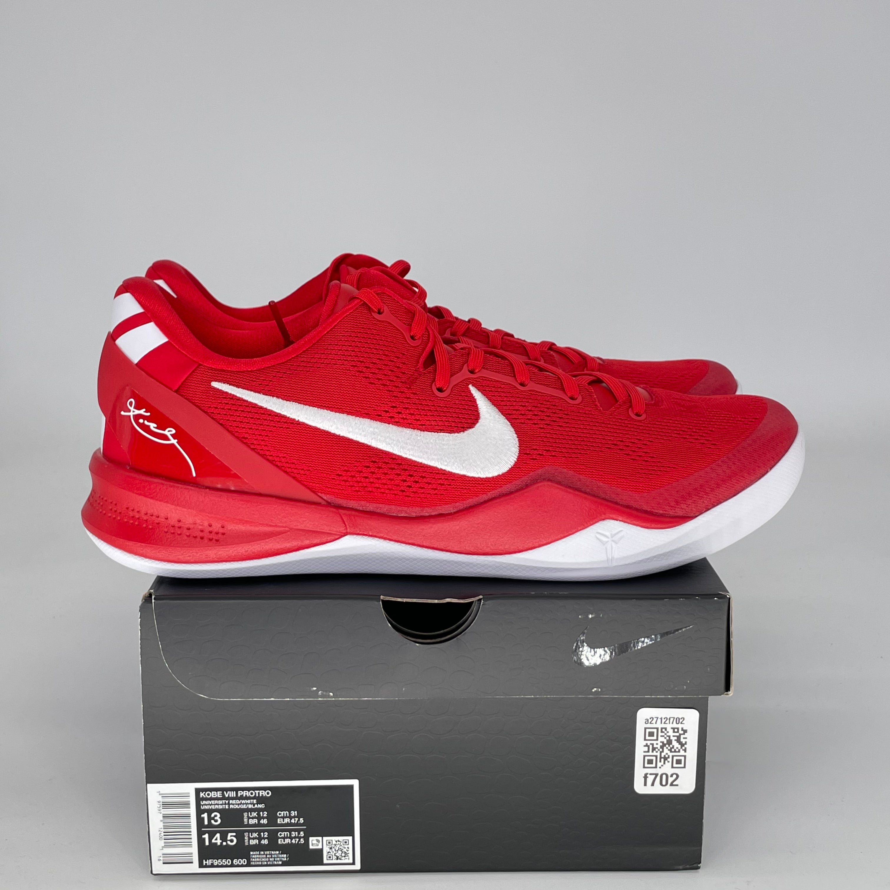 NIKE KOBE 8 PROTRO UNIVERSITY RED HF9550-600 SIZE 13/14.5W
