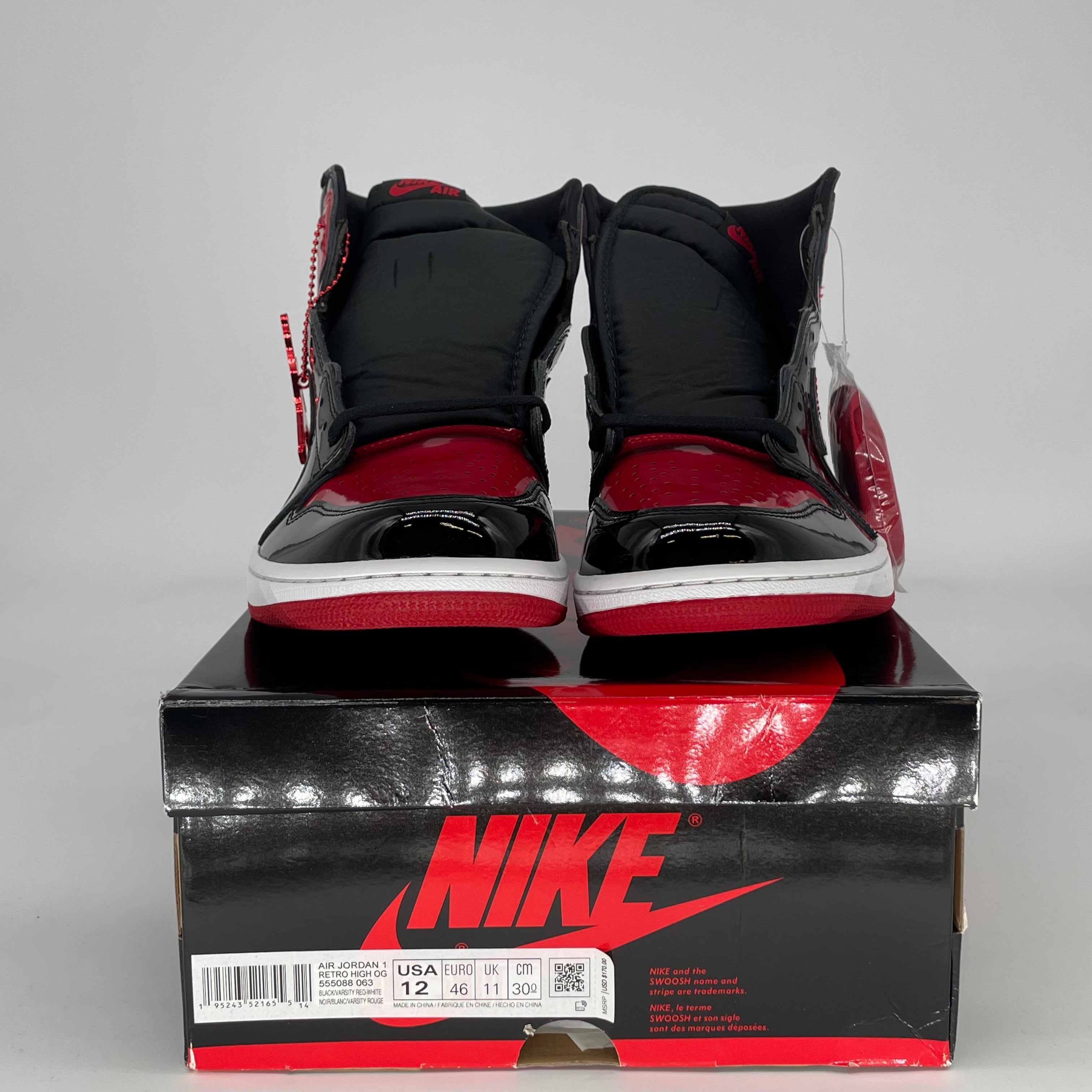 AIR JORDAN 1 PATENT BRED 555088-063 SIZE 12/13.5W