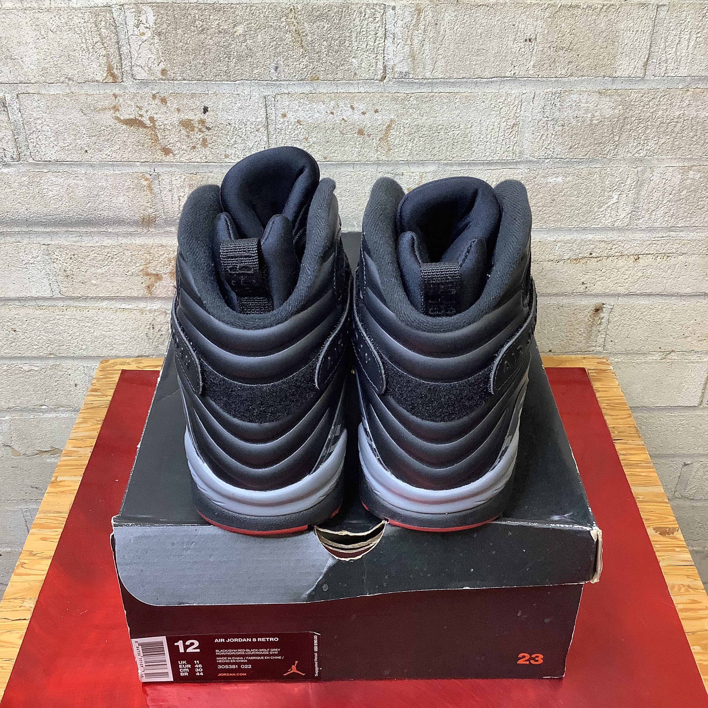 AIR JORDAN 8 BLACK CEMENT SIZE 12/13.5W 305381-022