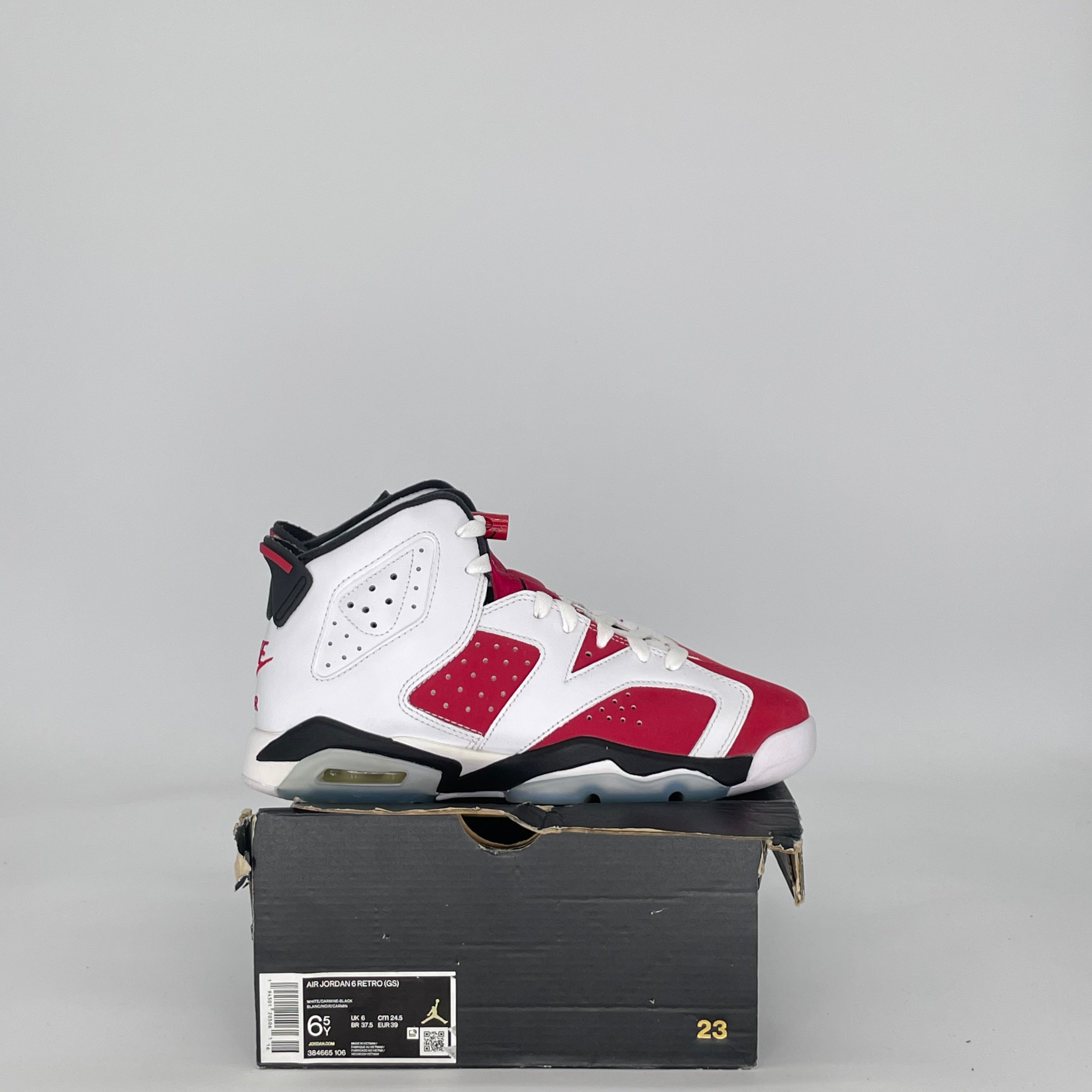 AIR JORDAN 6 CARMINE (2021) 384665-106 SIZE 6.5/8W GS