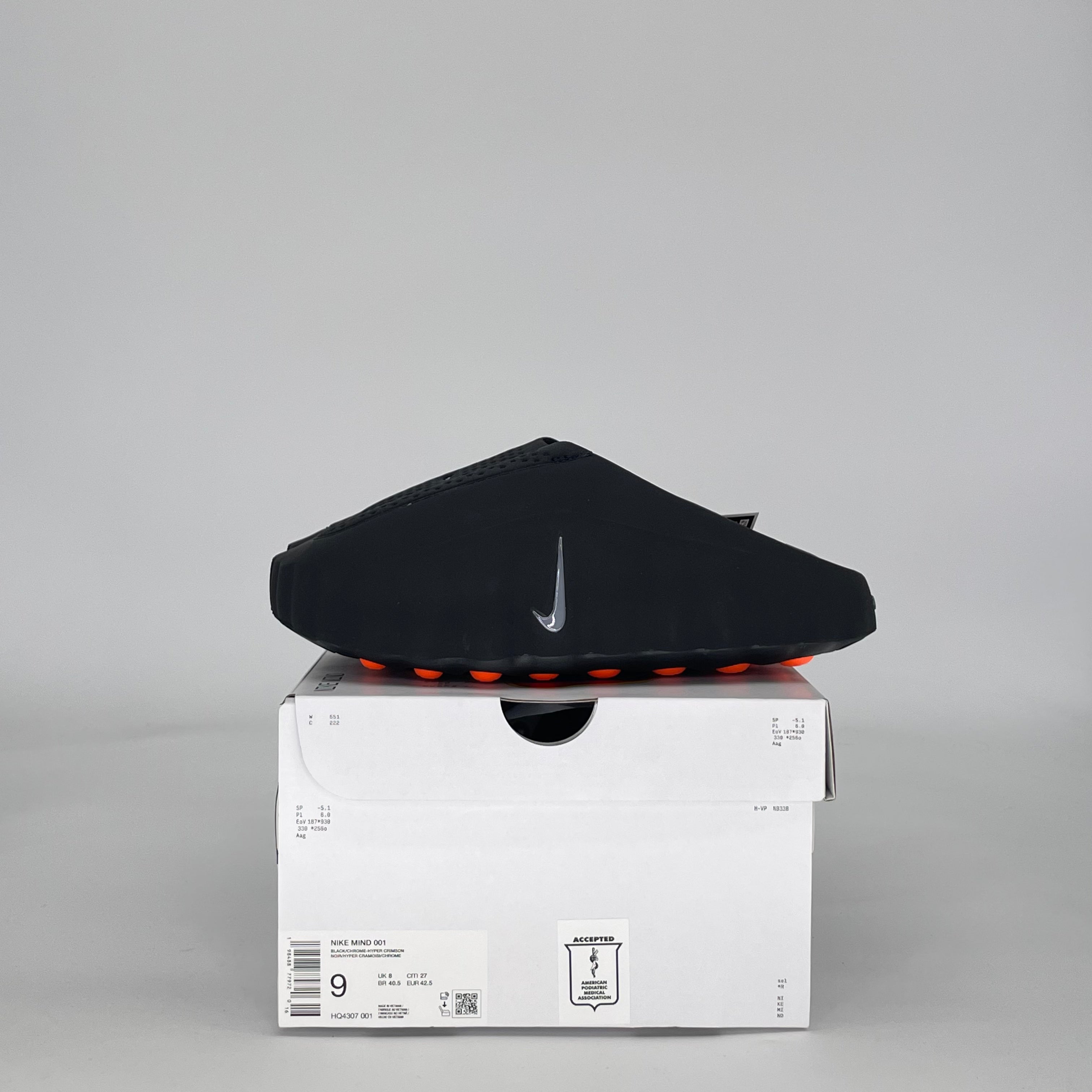 NIKE MIND 001 SLIDE BLACK CHROME HQ4307-001 SIZE 9/10.5W