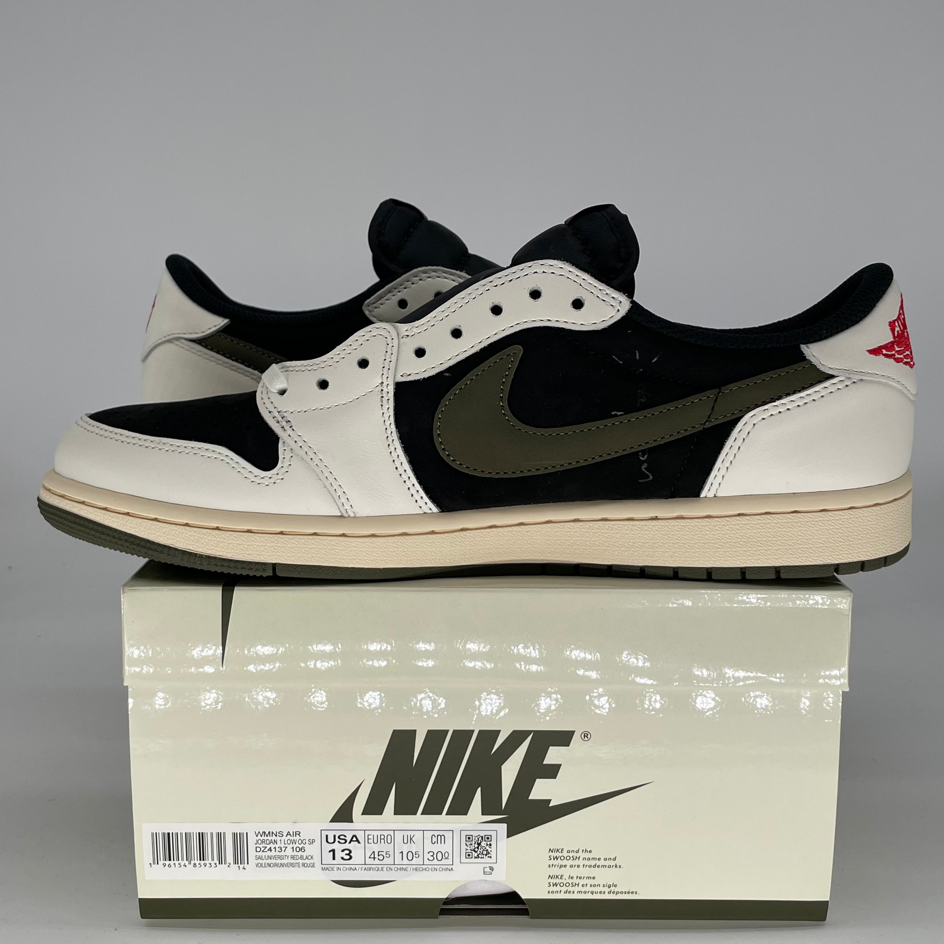 TRAVIS SCOTT X AIR JORDAN 1 LOW OLIVE W DZ4137-106 SIZE 11.5/13W