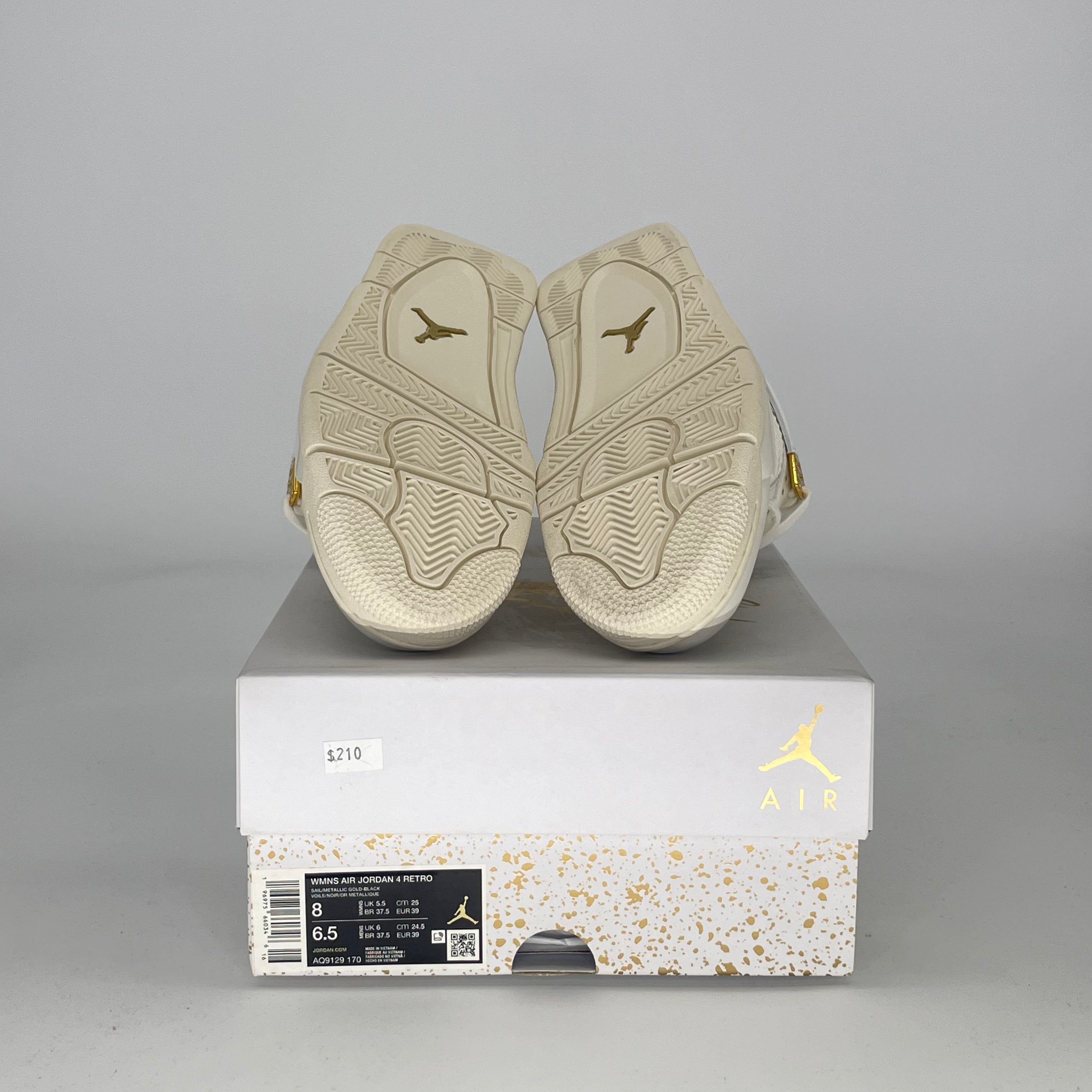 AIR JORDAN 4 METALLIC GOLD AQ9129-170 SIZE 6.5/8W GS