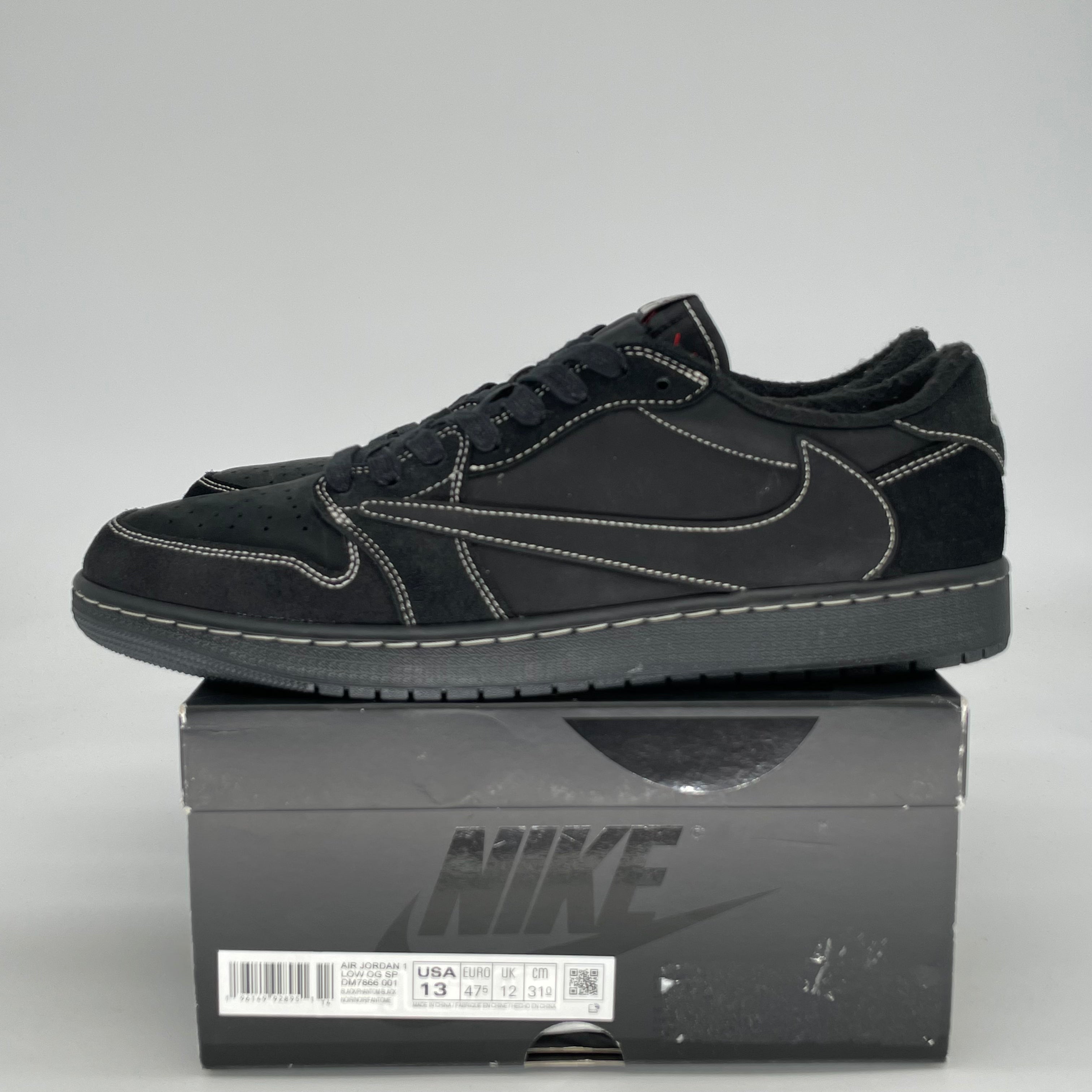 AIR JORDAN 1 LOW X TRAVIS SCOTT BLACK PHANTOM DM7866-001 SIZE 13/14.5W