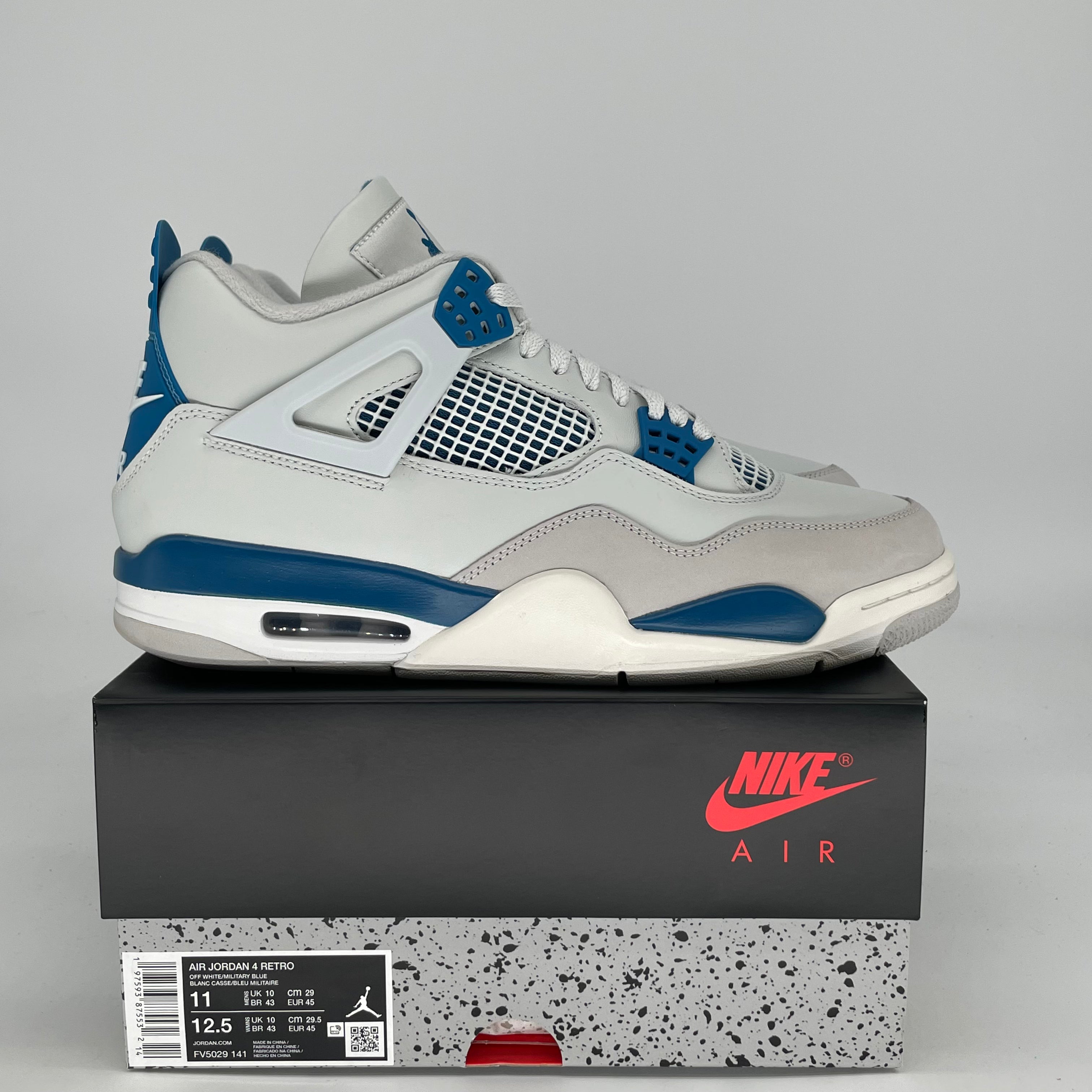 AIR JORDAN 4 MILITARY BLUE FV5029-141 SIZE 11/12.5W