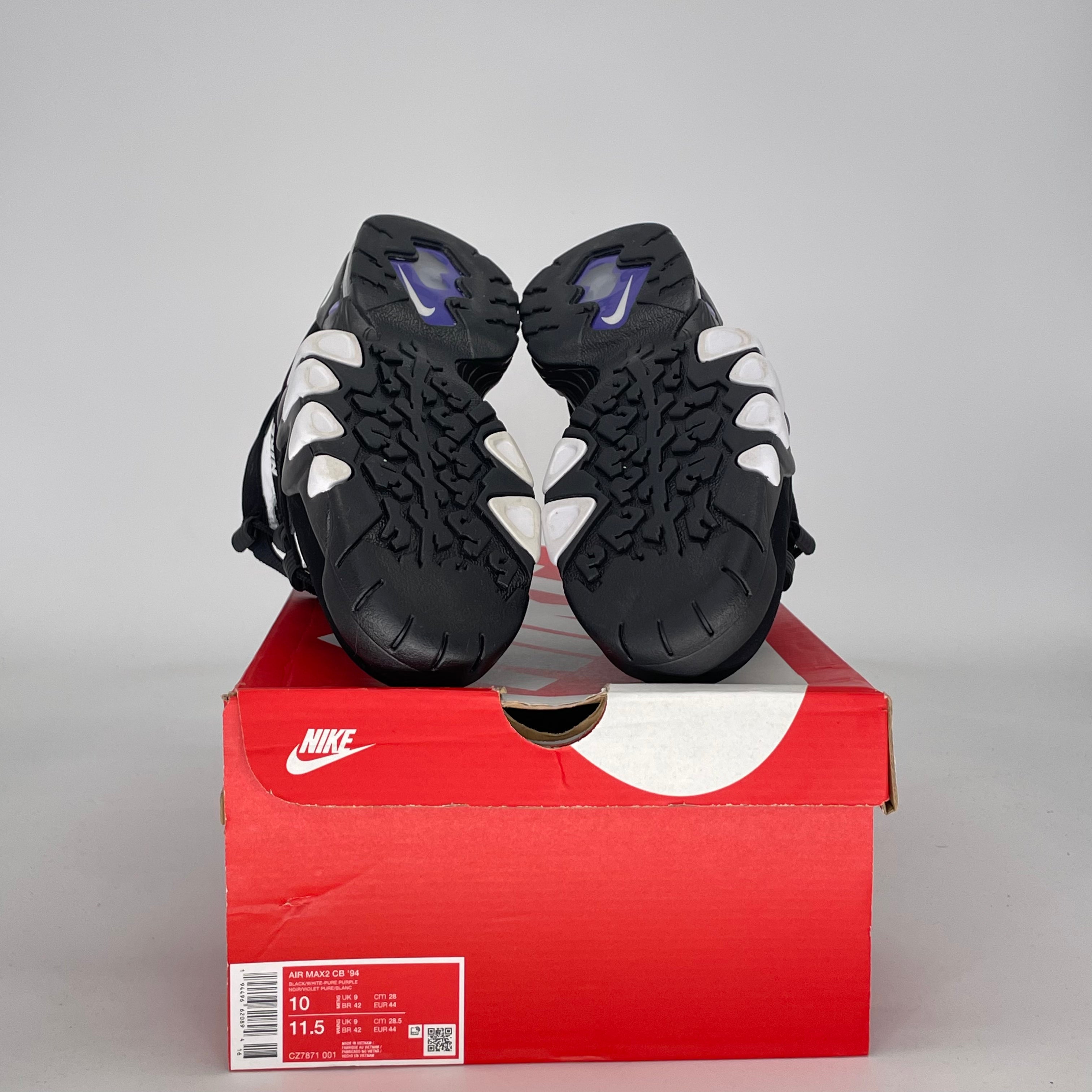 NIKE AIR MAX 2 CB 94 BLACK WHITE PURPLE CZ7871-001 SIZE 10/11.5W