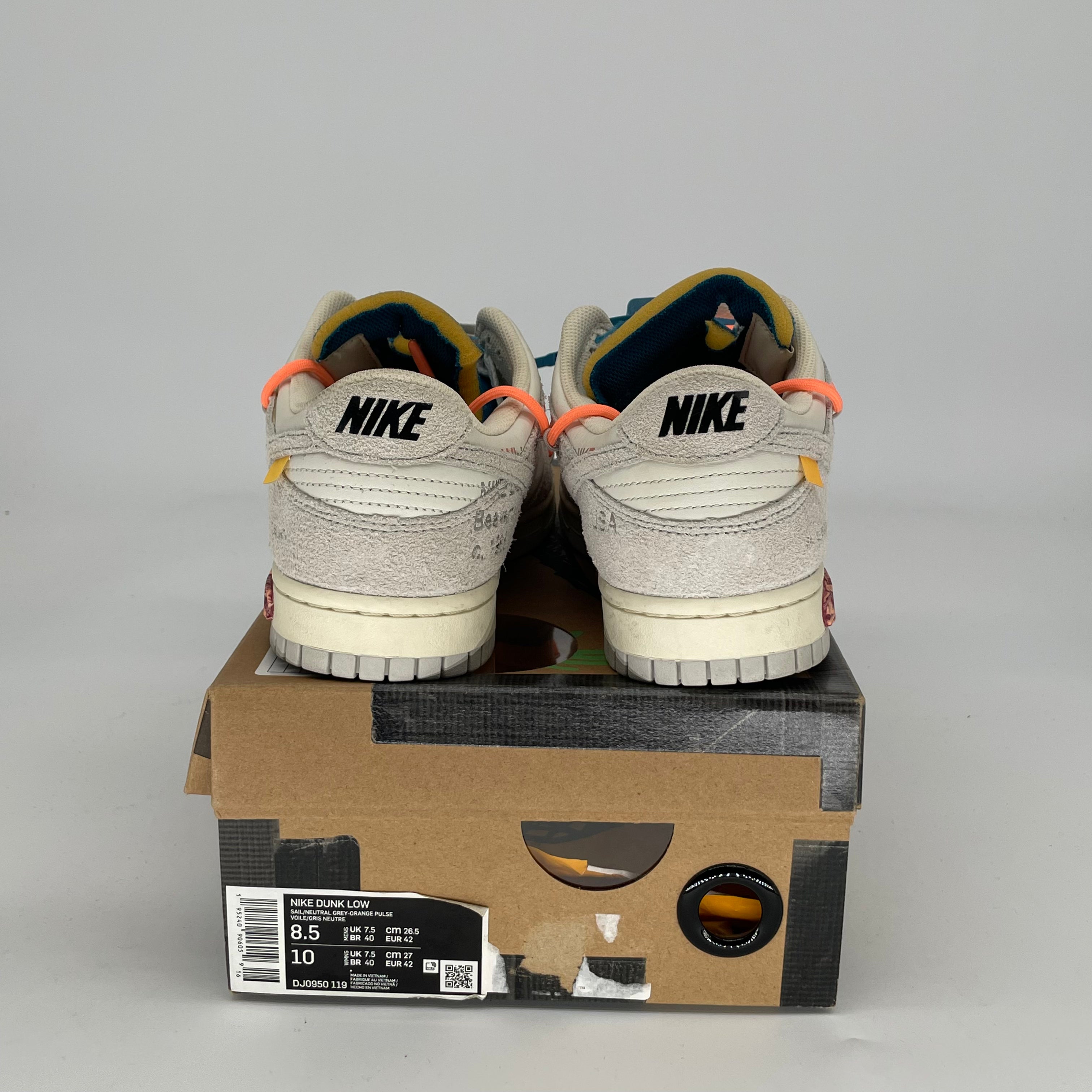OFF WHITE X NIKE DUNK LOW LOT 19 SIZE 8.5/10W DJ0950-119