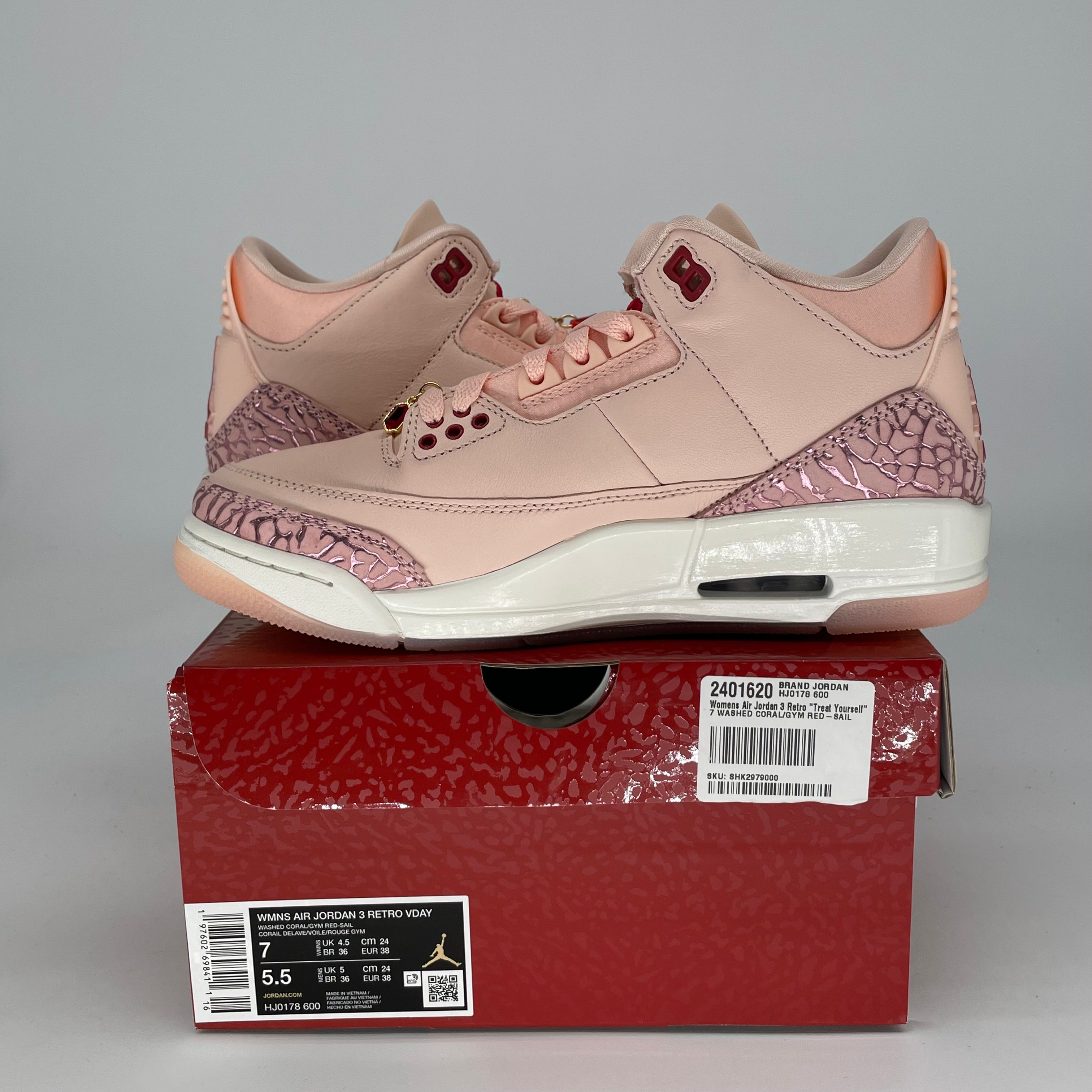 AIR JORDAN 3 VALENTINE'S DAY TREAT YOURSELF W HJ0178-600 SIZE 5.5/7W
