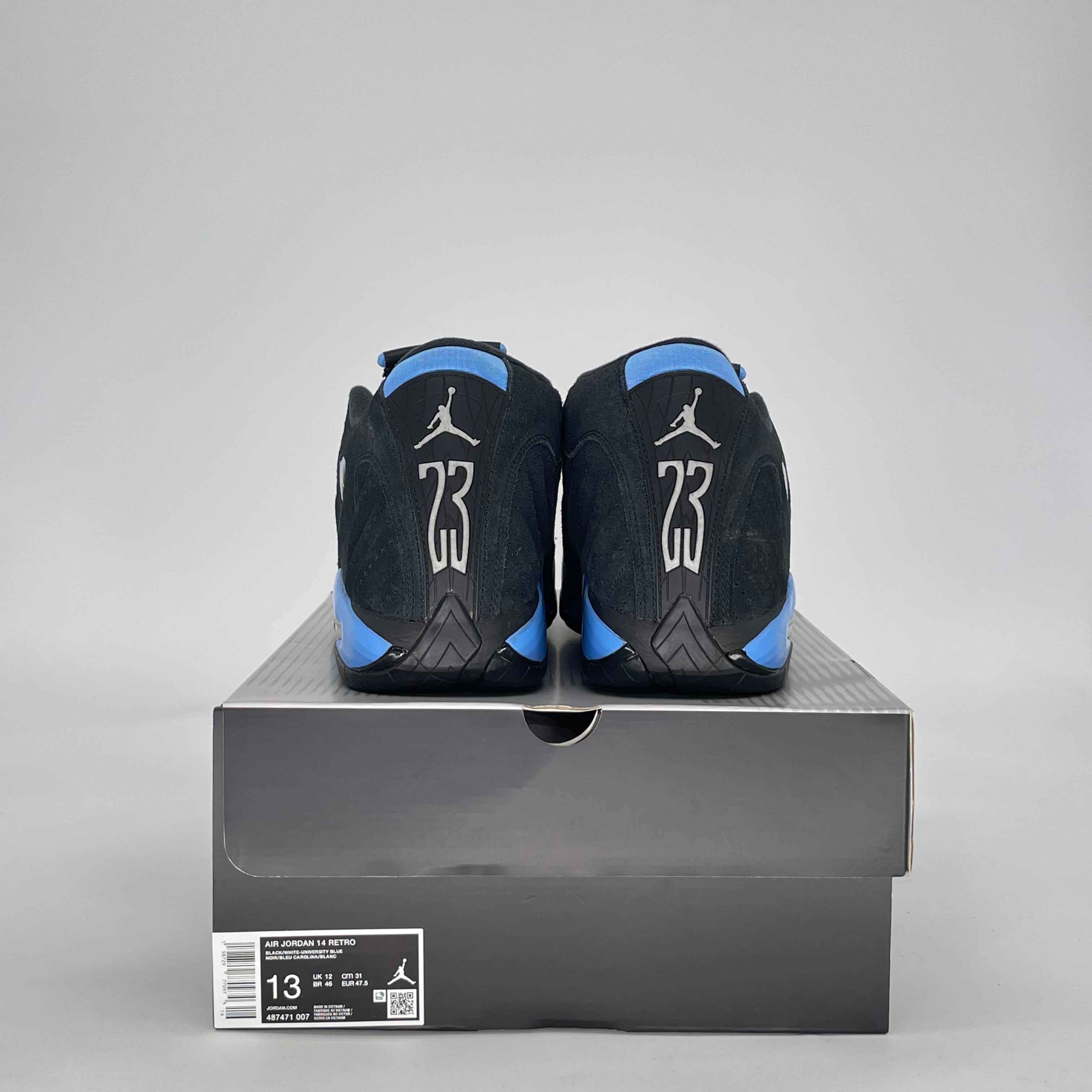 AIR JORDAN 14 BLACK UNIVERSITY BLUE 487471-007 SIZE 13/14.5W