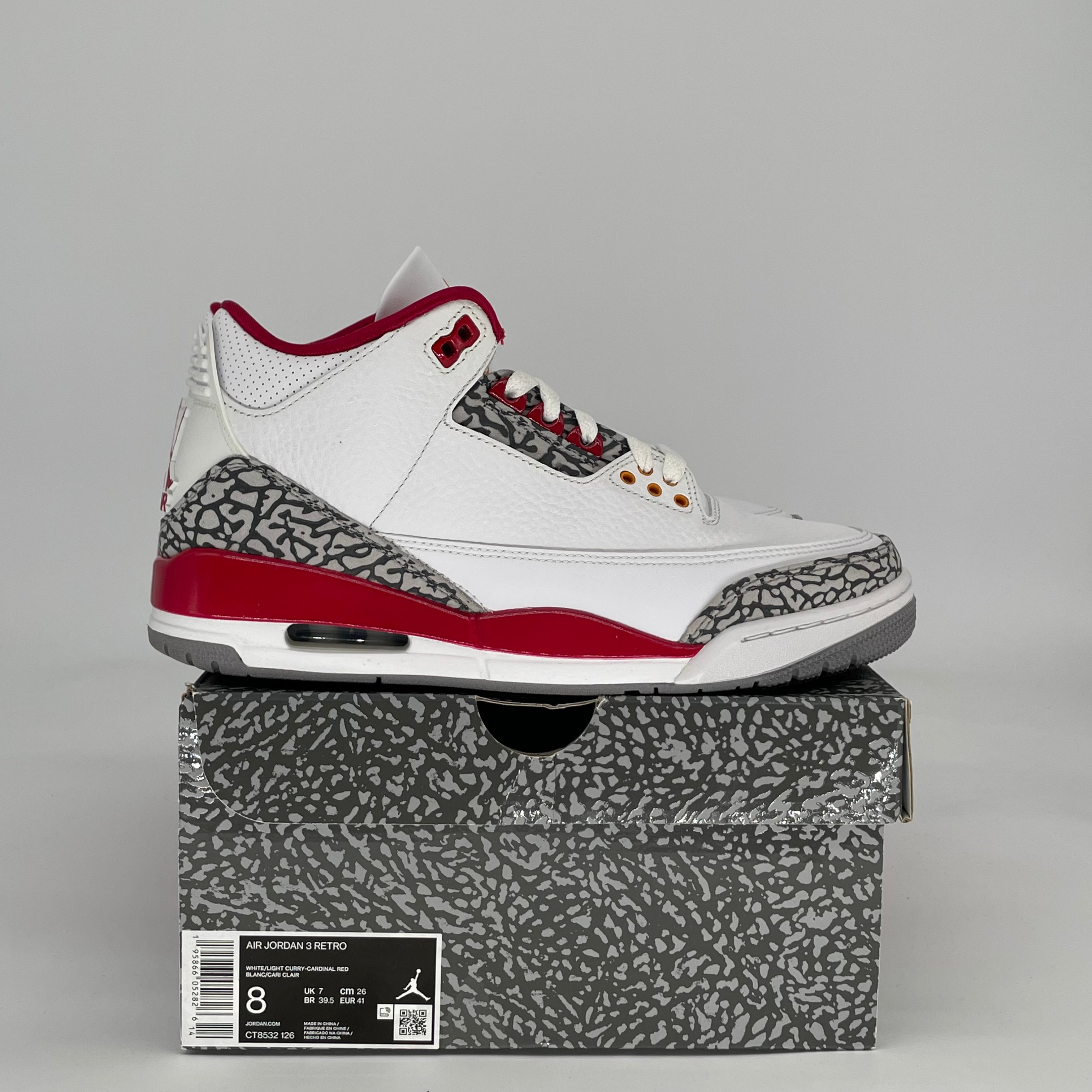 AIR JORDAN 3 CARDINAL RED CT8532-126 SIZE 8/9.5W