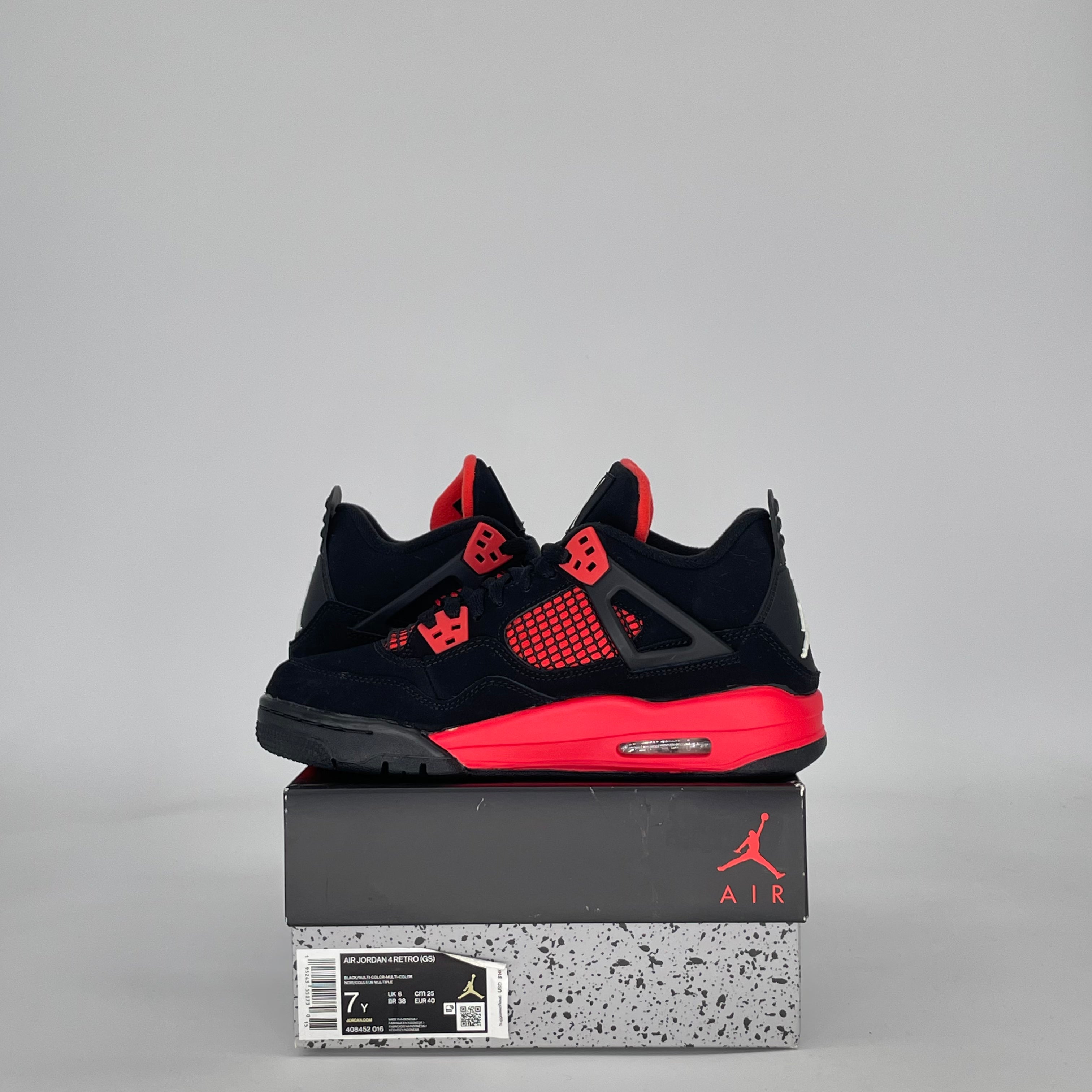 AIR JORDAN 4 RED THUNDER 408452-016 SIZE 7/8.5W GS