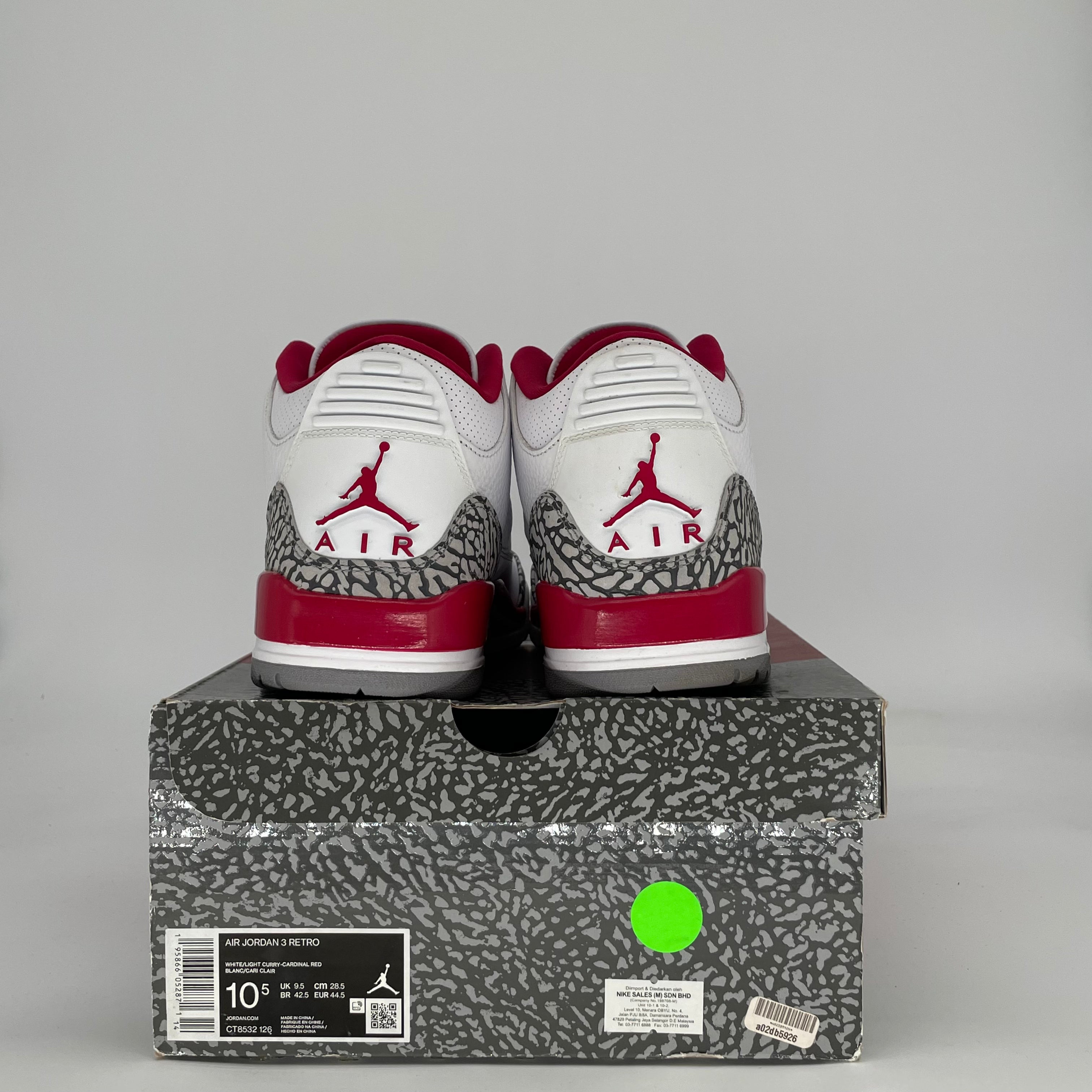 AIR JORDAN 3 CARDINAL RED CT8532-126 SIZE 10.5/12W