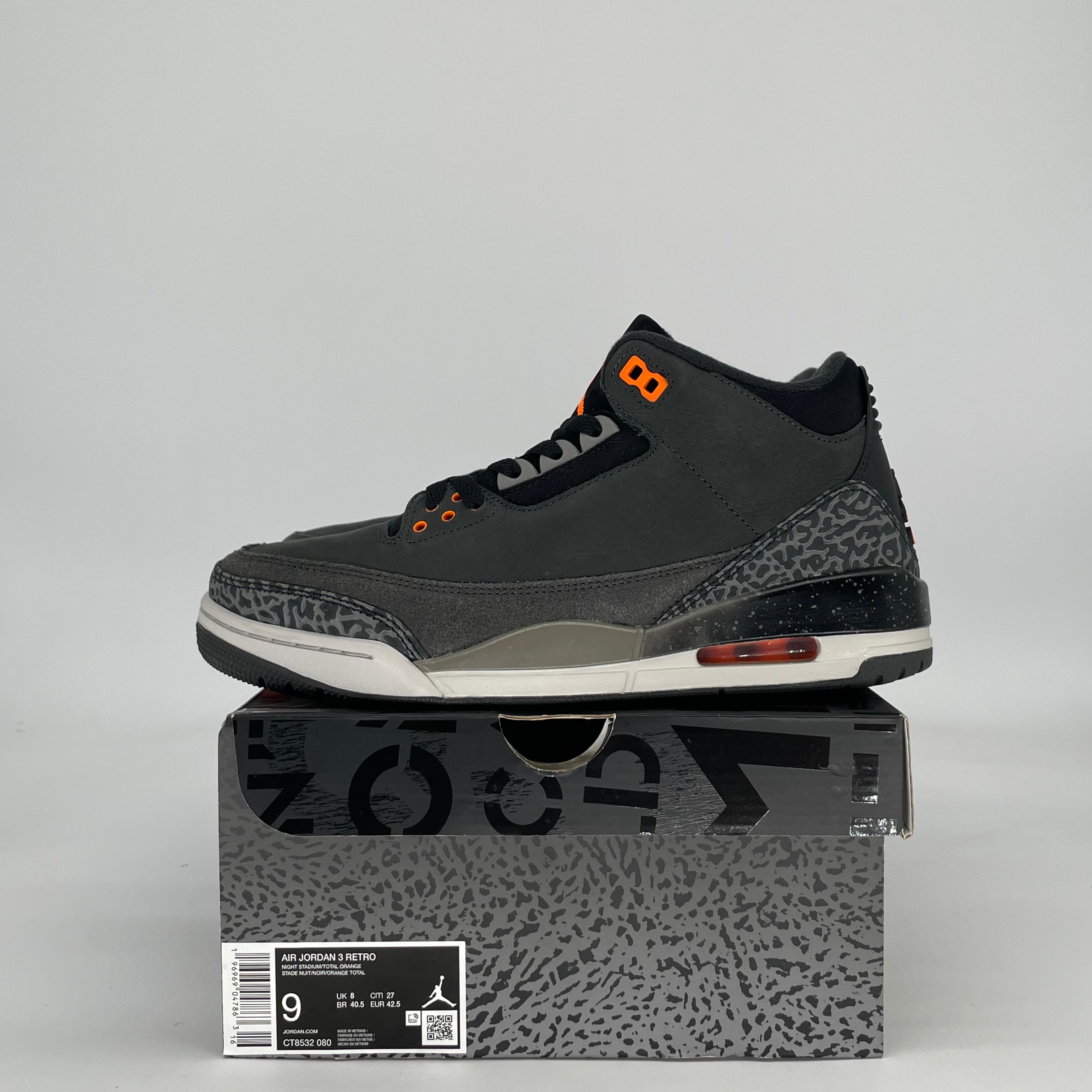 AIR JORDAN 3 FEAR PACK CT8532-080 SIZE 9/10.5W