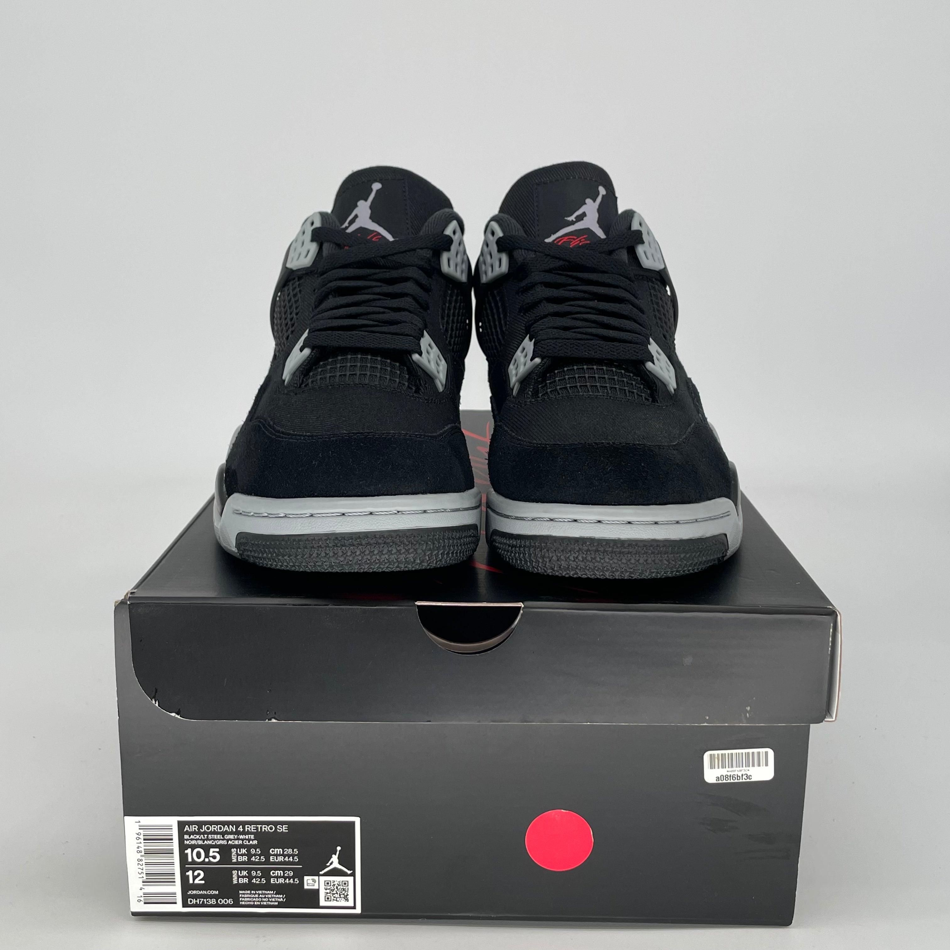 AIR JORDAN 4 BLACK CANVAS DH7138-006 SIZE 10.5/12W