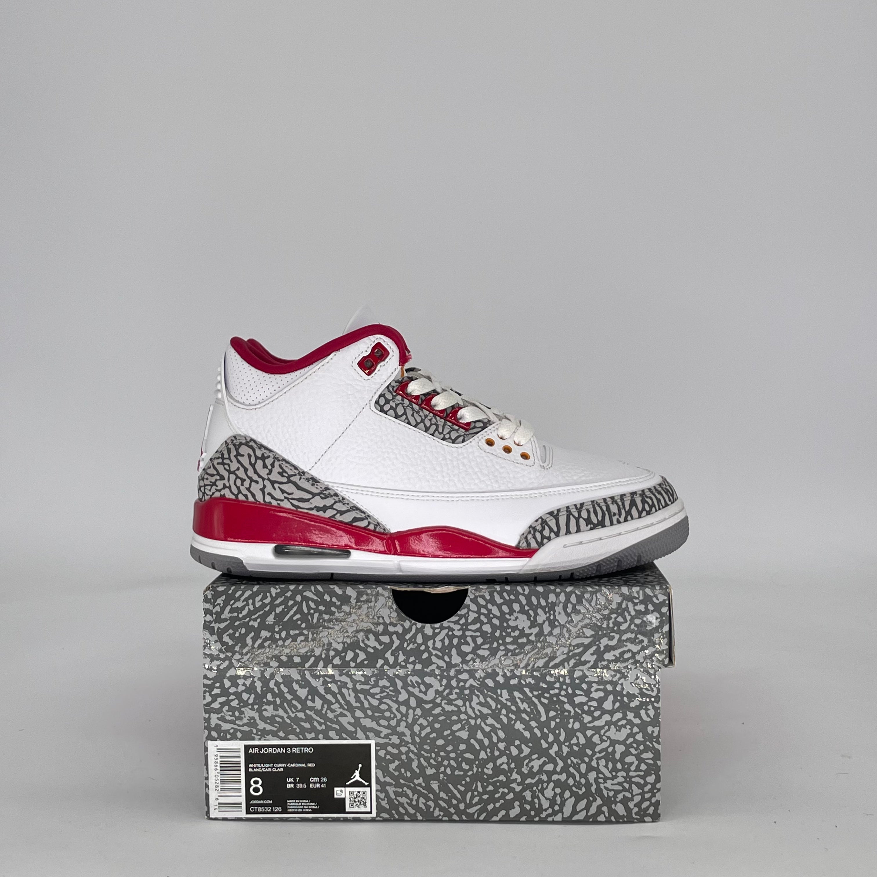 AIR JORDAN 3 CARDINAL RED CT8532-126 SIZE 8/9.5W