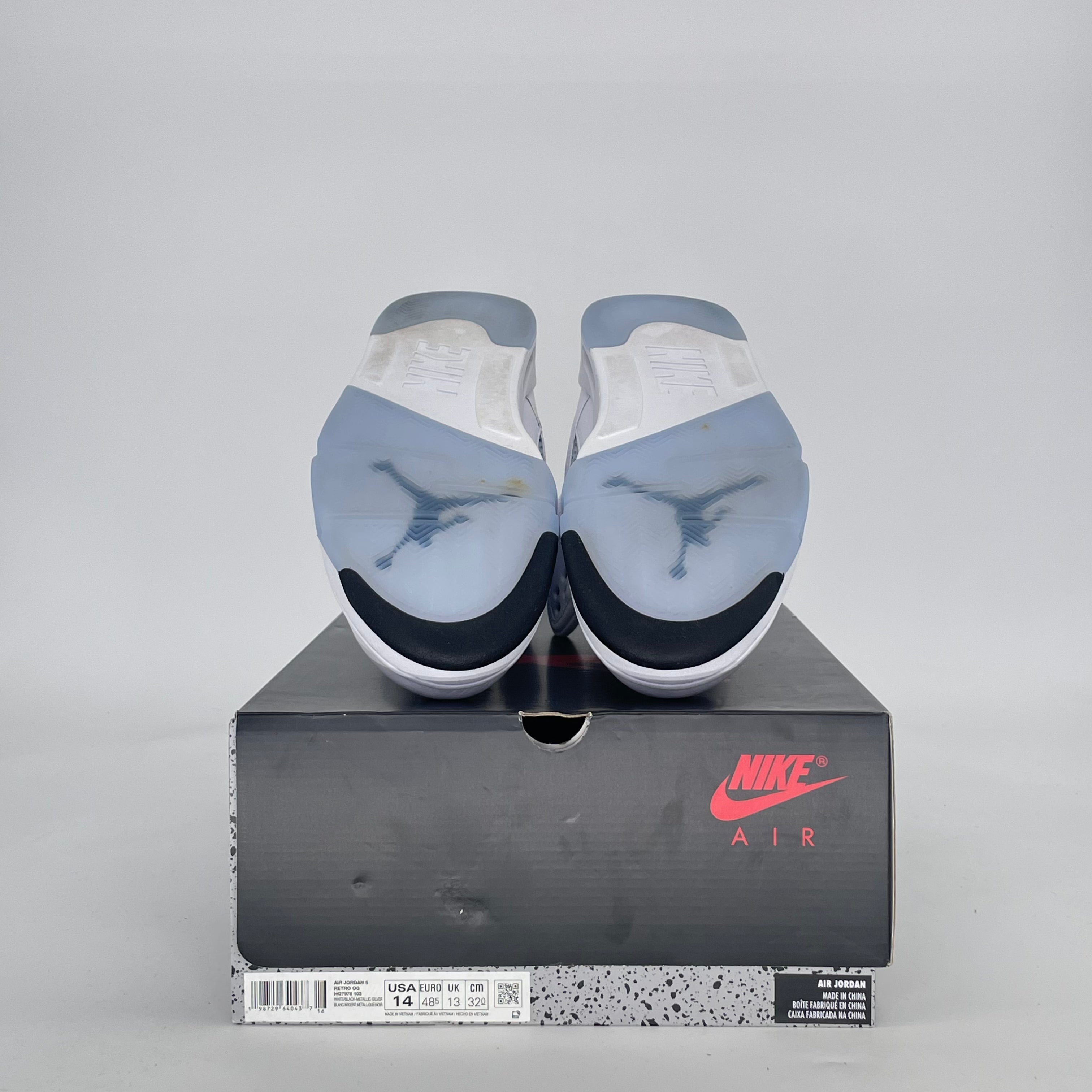 AIR JORDAN 5 WHITE METALLIC HQ7978-103 SIZE 14/15.5W