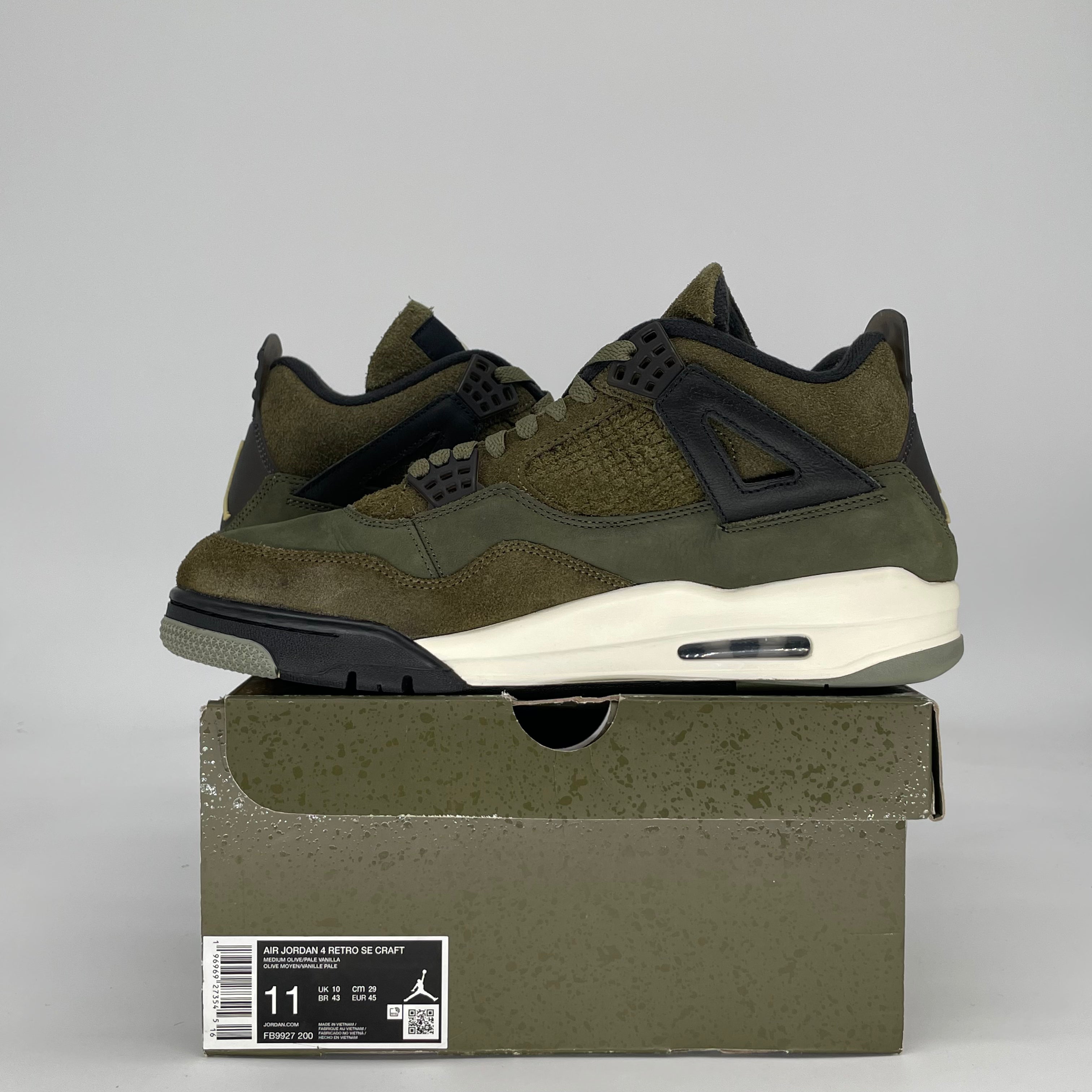 AIR JORDAN 4 CRAFT MEDIUM OLIVE FB9927-200 SIZE 11/12.5W