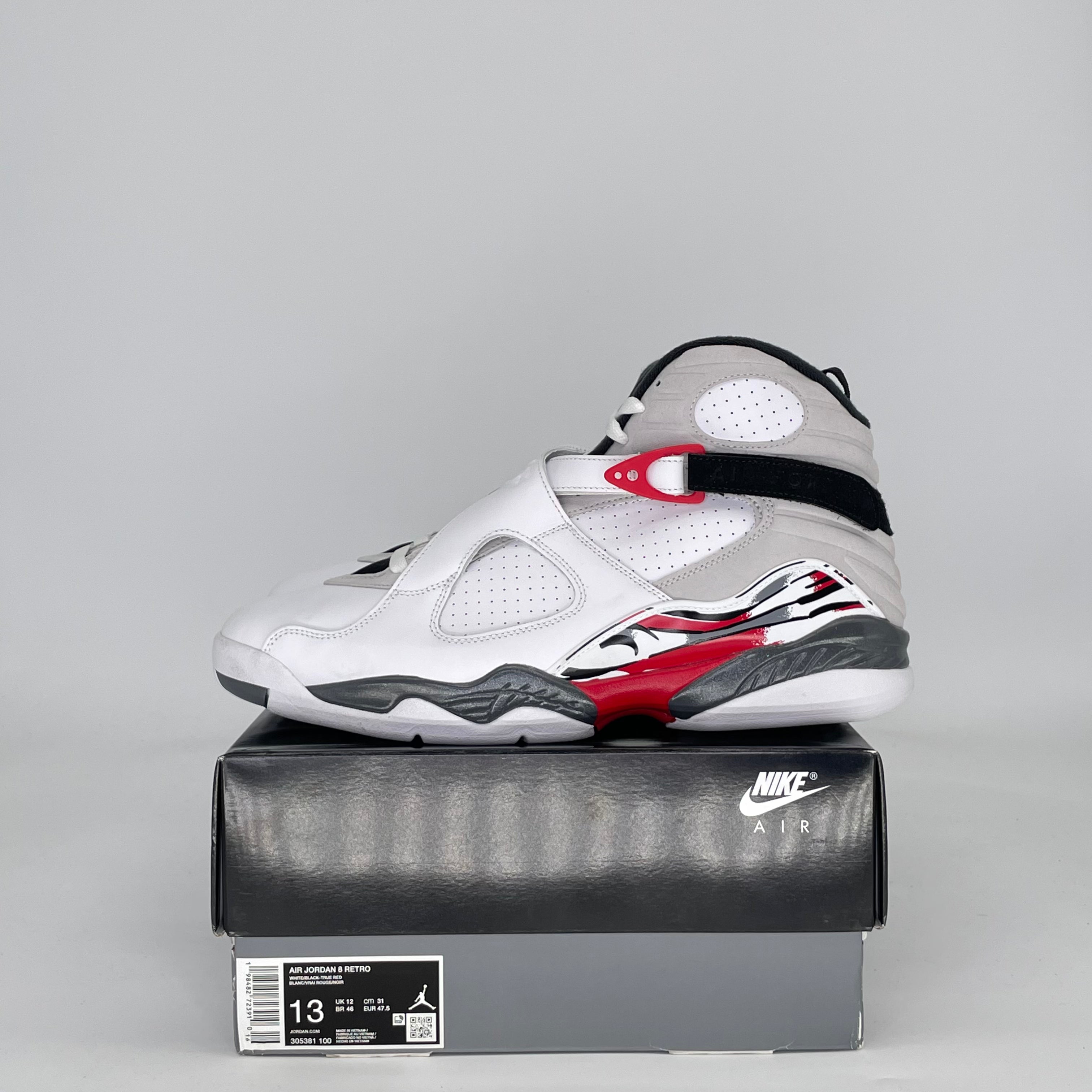 AIR JORDAN 8 WHITE TRUE RED BUGS BUNNY 305381-100 SIZE 13/14.5W