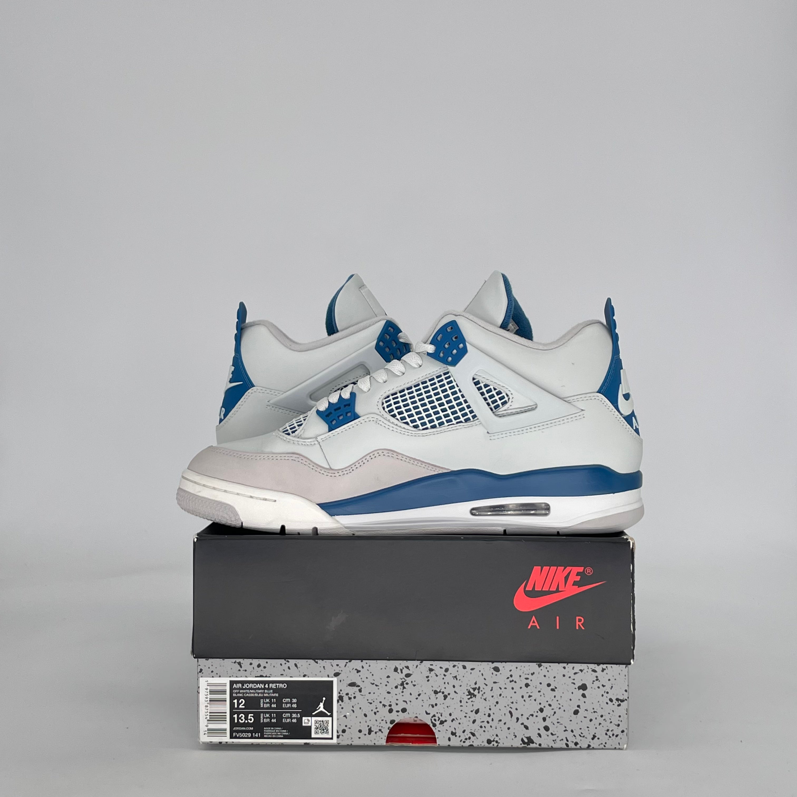 AIR JORDAN 4 MILITARY BLUE FV5029-141 SIZE 12/13.5W