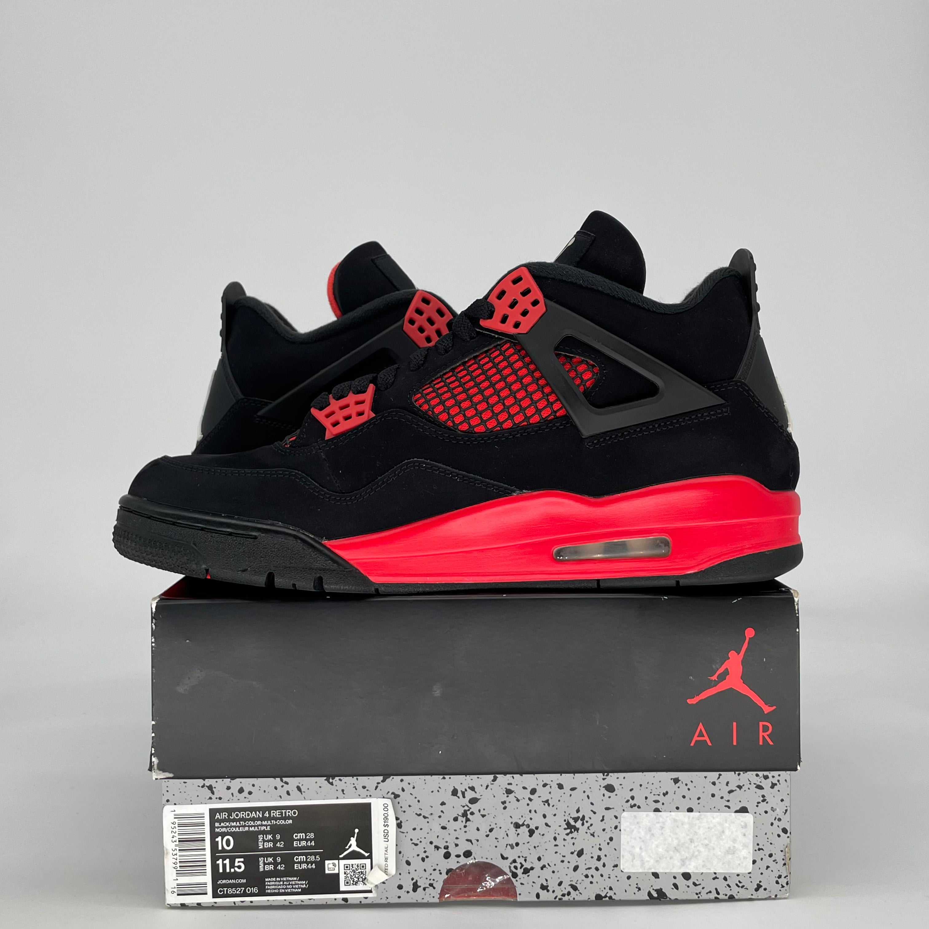 AIR JORDAN 4 RED THUNDER CT8527-016 SIZE 10/11.5W