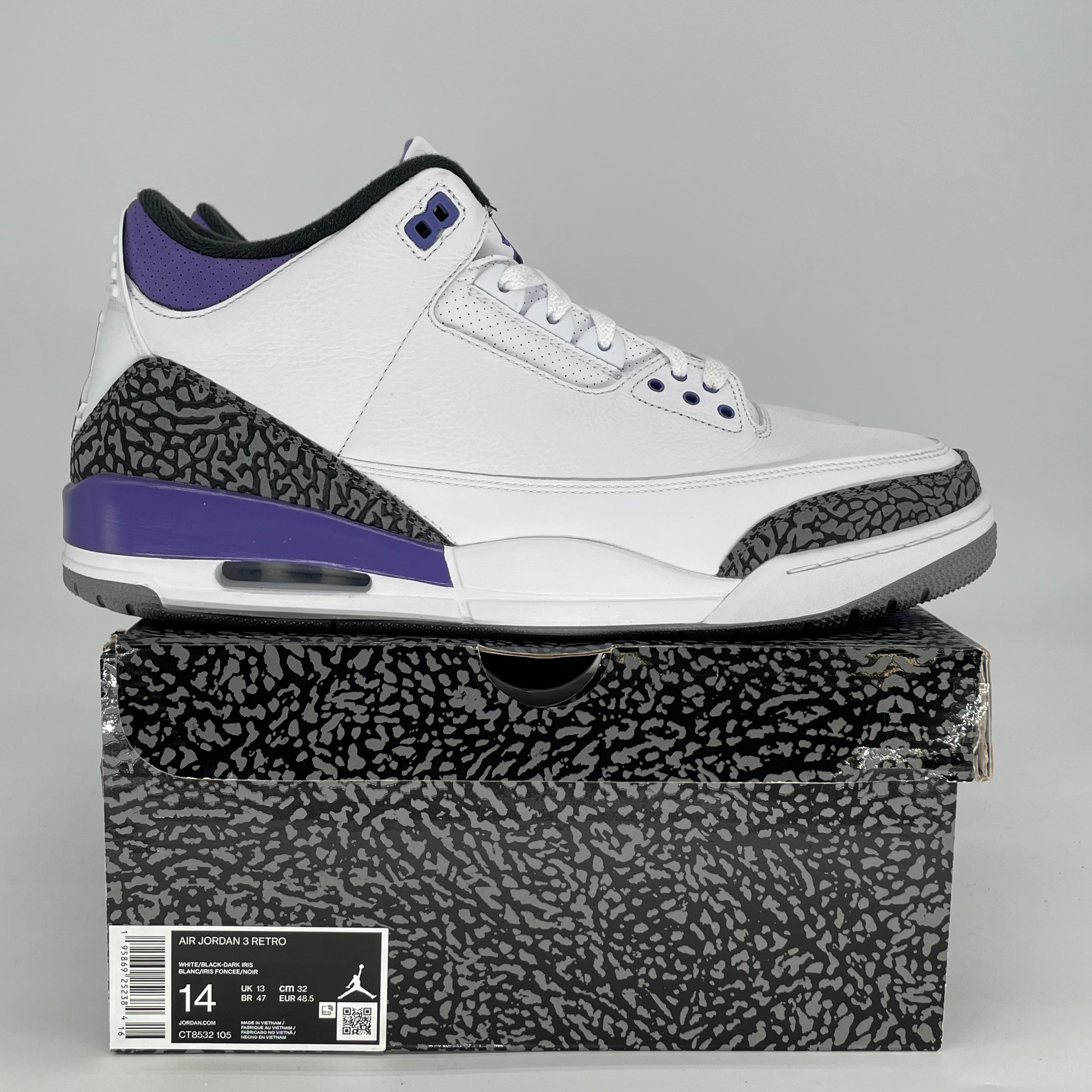 AIR JORDAN 3 DARK IRIS CT8532-105 SIZE 14/15.5W
