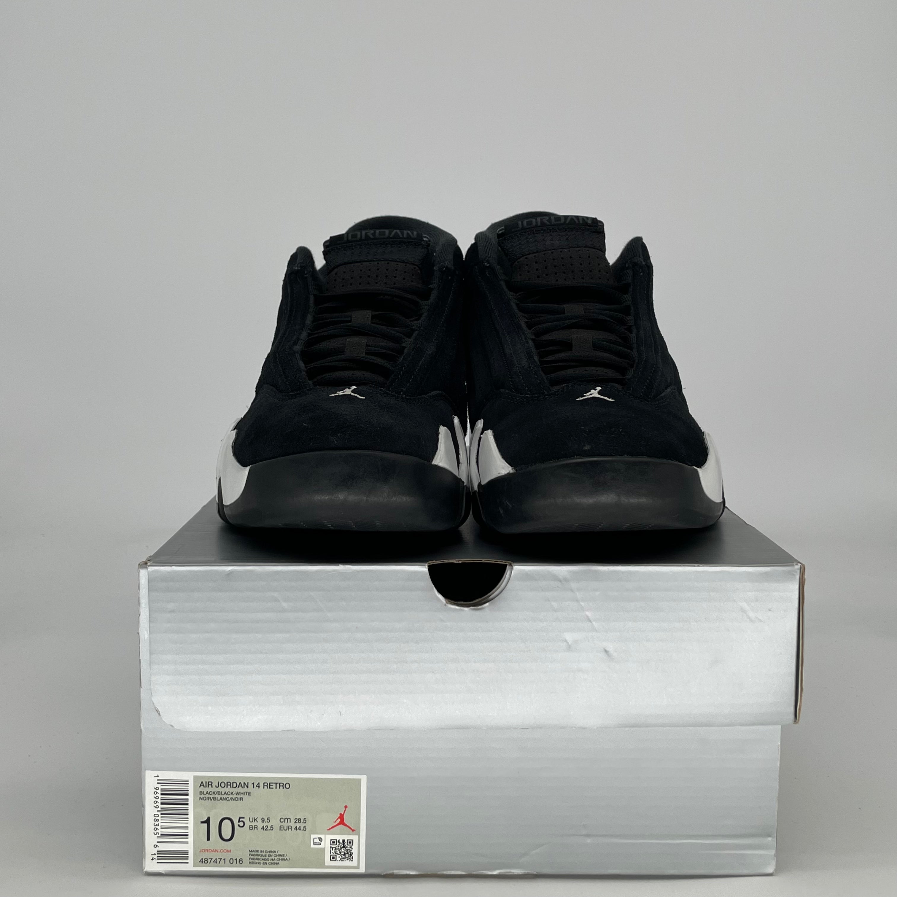 AIR JORDAN 14 BLACK WHITE 487471-016 SIZE 10.5/12W