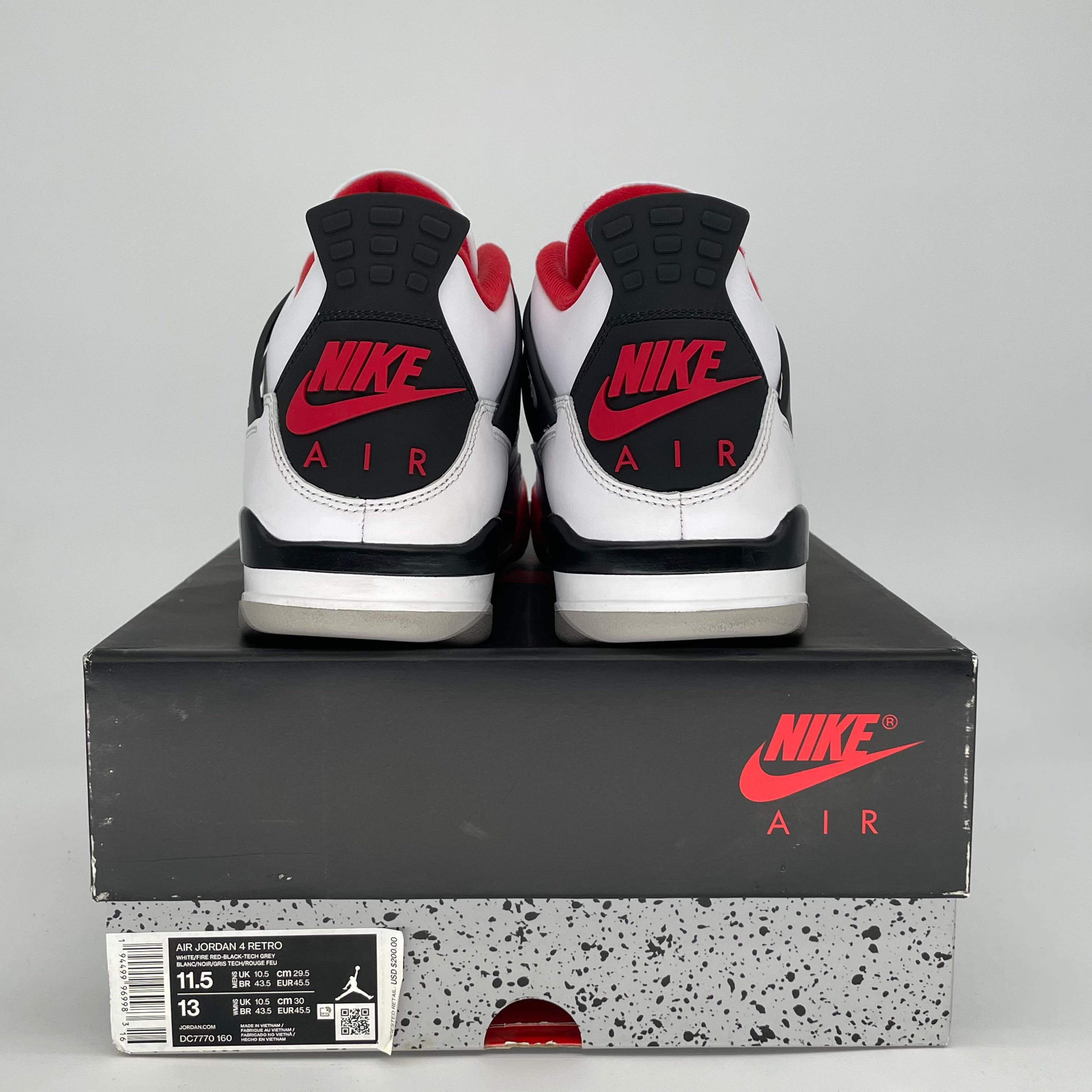 AIR JORDAN 4 FIRE RED DC7770-160 SIZE 11.5/13W