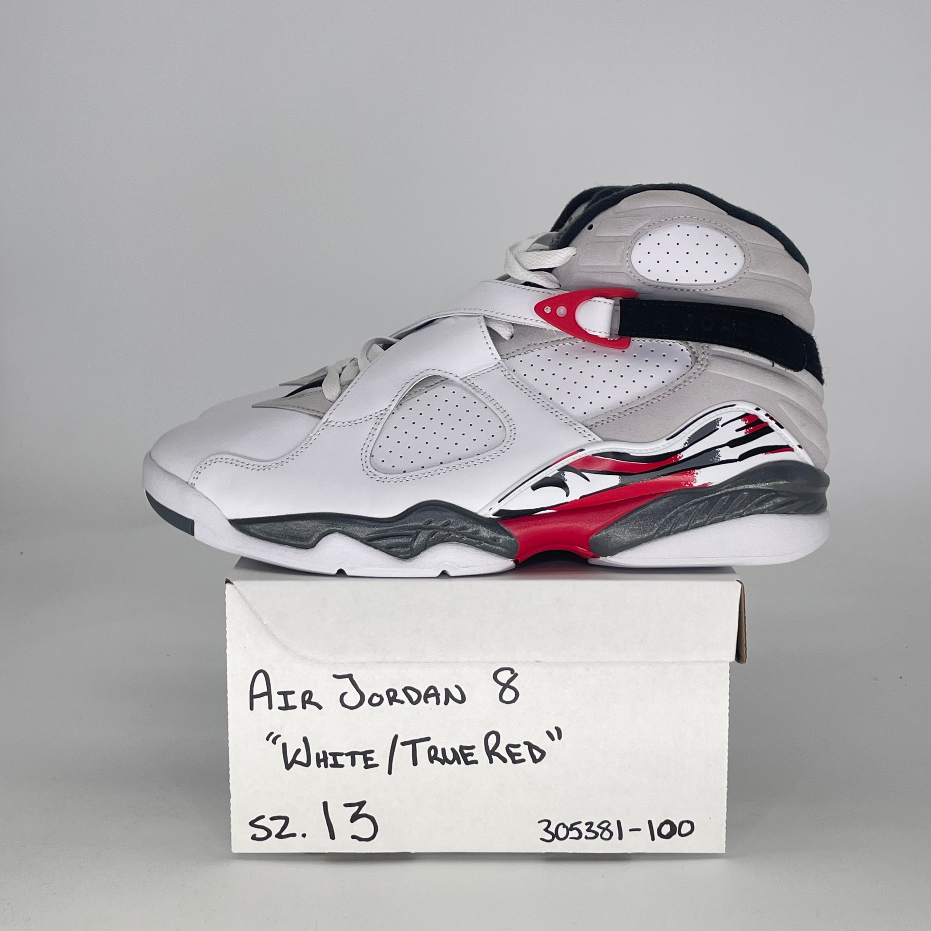 AIR JORDAN 8 WHITE TRUE RED 305381-100 SIZE 13/14.5W
