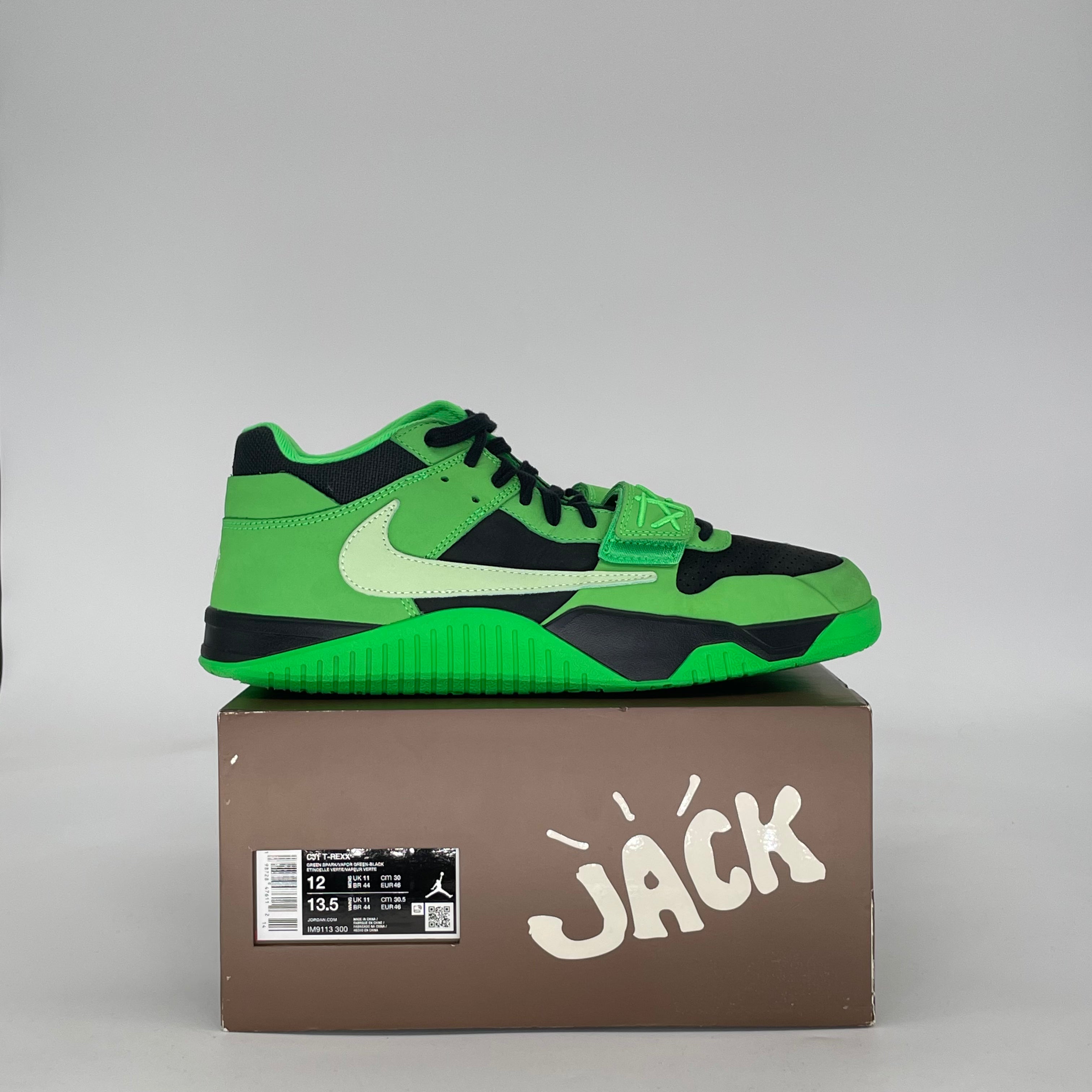 AIR JORDAN CJ1 T-REXX TRAVIS SCOTT GREEN SPARK IM9113-300 SIZE 12/13.5W