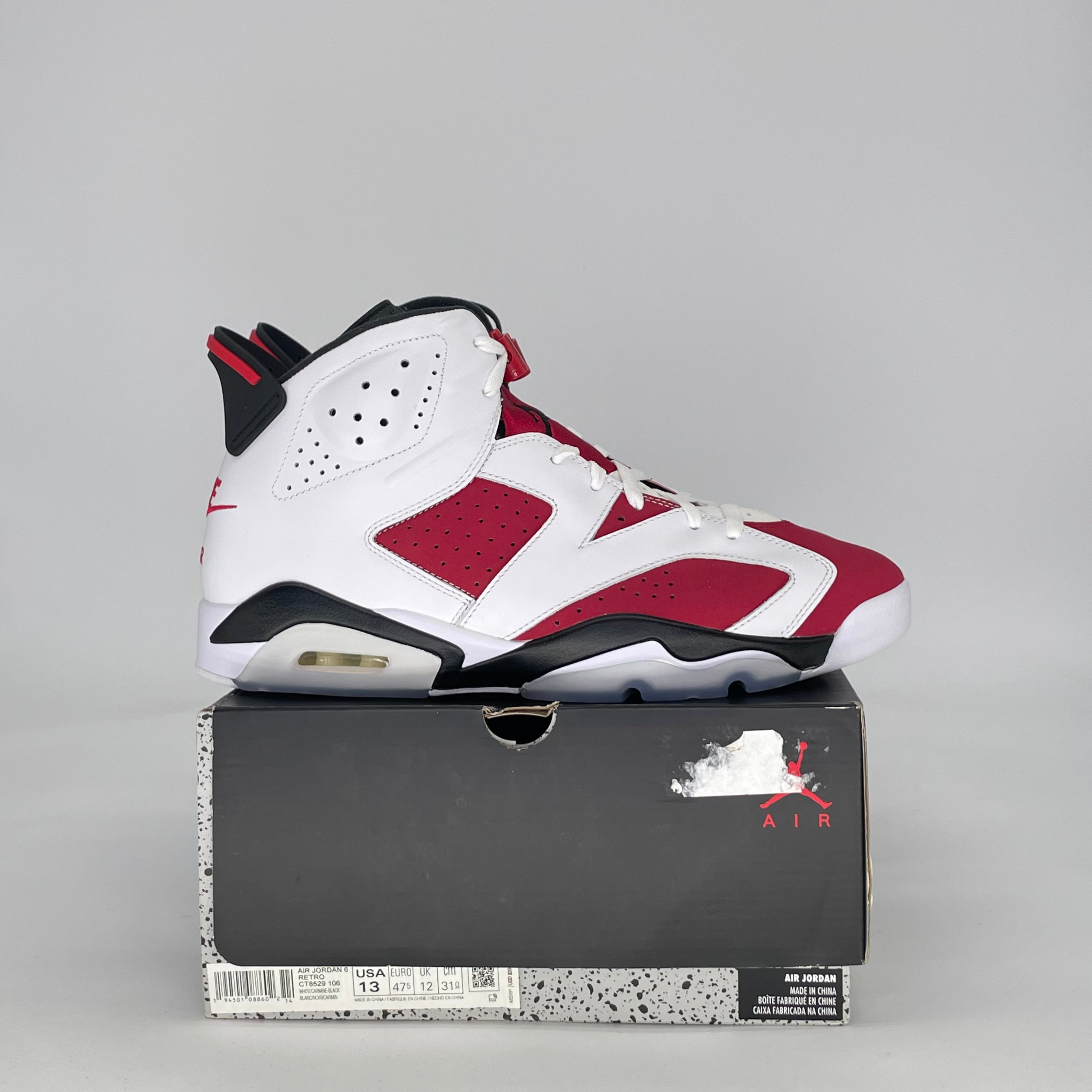 AIR JORDAN 6 CARMINE (2021) CT8529-106 SIZE 13/14.5W