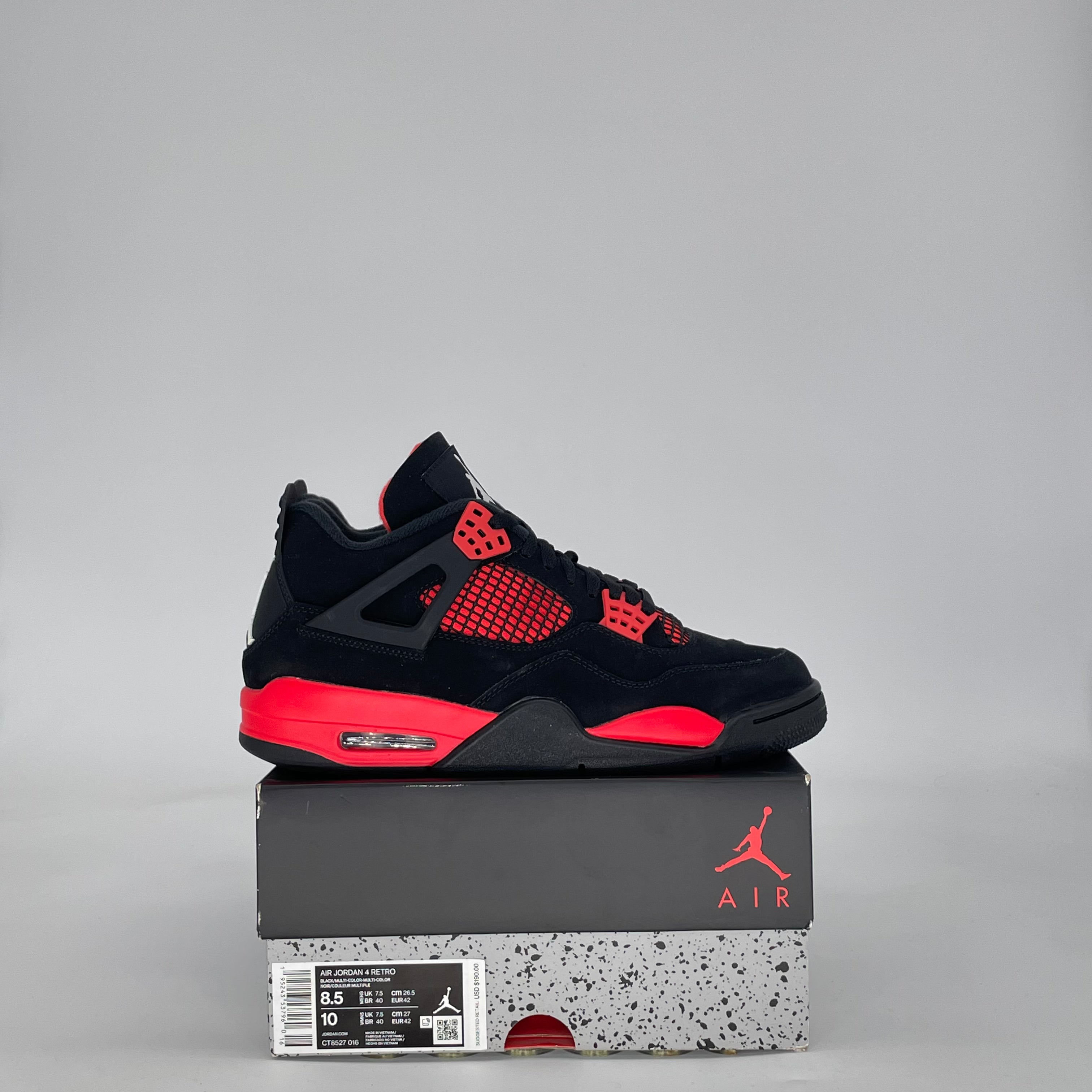 AIR JORDAN 4 RED THUNDER CT8527-016 SIZE 8.5/10W
