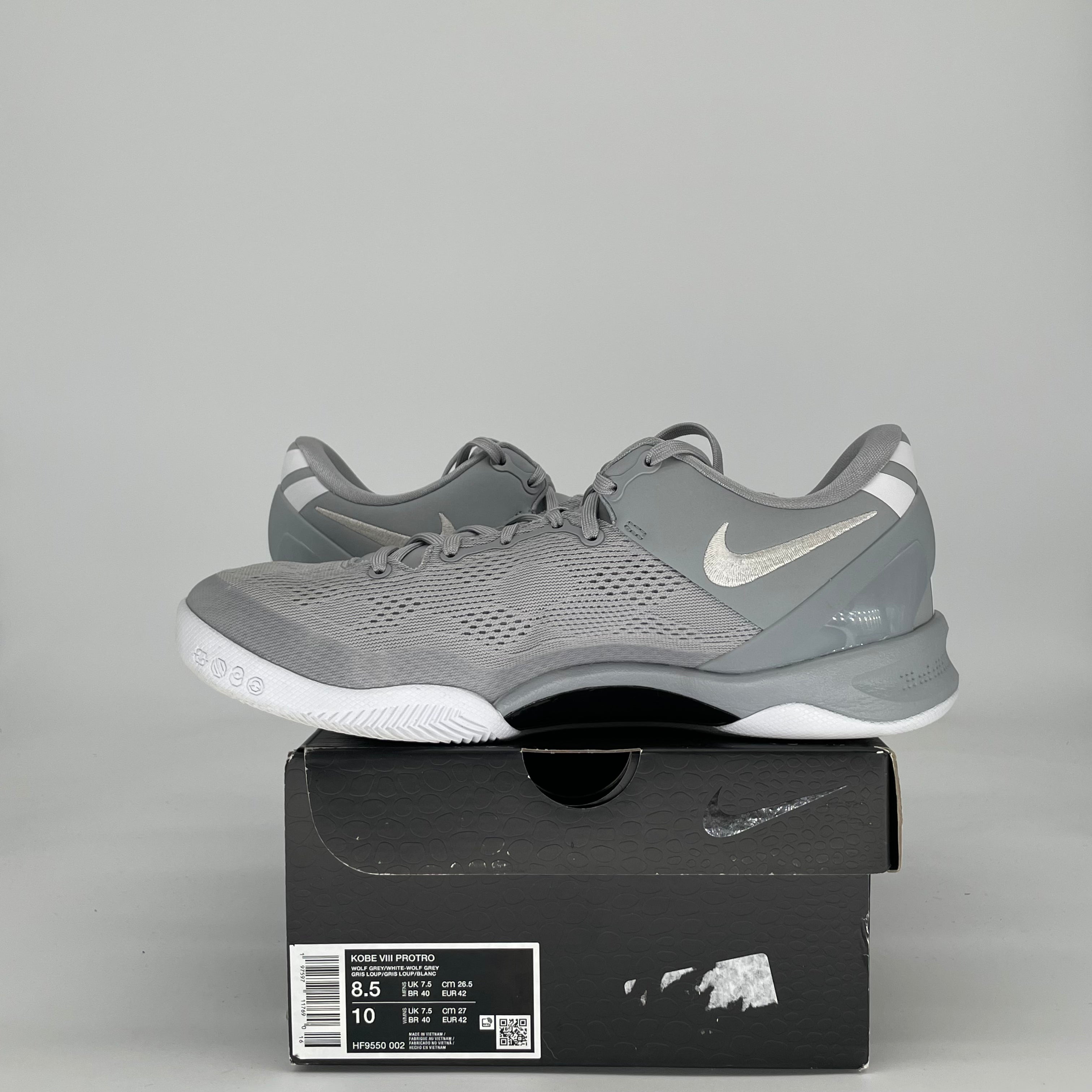 NIKE KOBE 8 PROTRO WOLF GREY HF9550-002 SIZE 8.5/10W