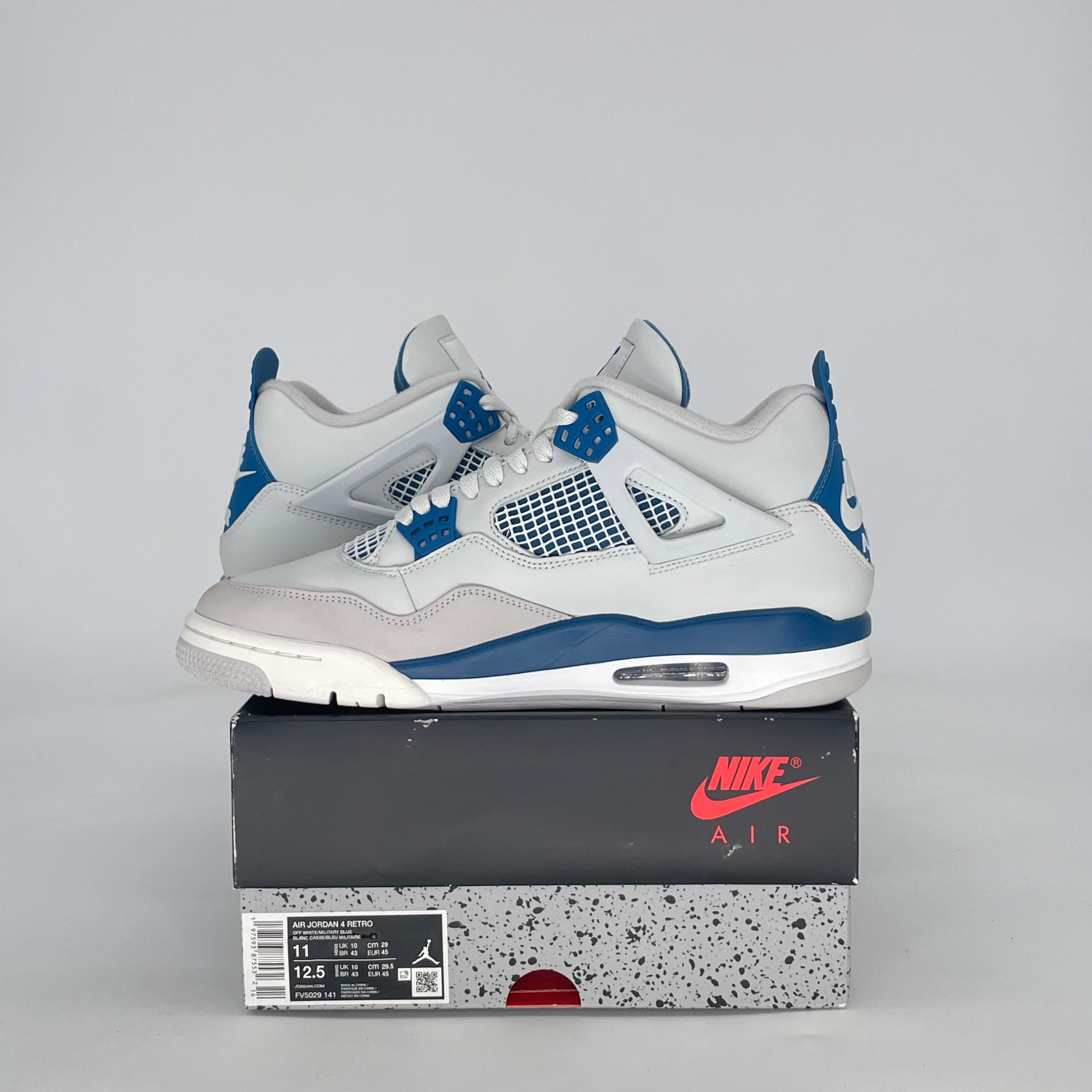 AIR JORDAN 4 MILITARY BLUE FV5029-141 SIZE 11/12.5W