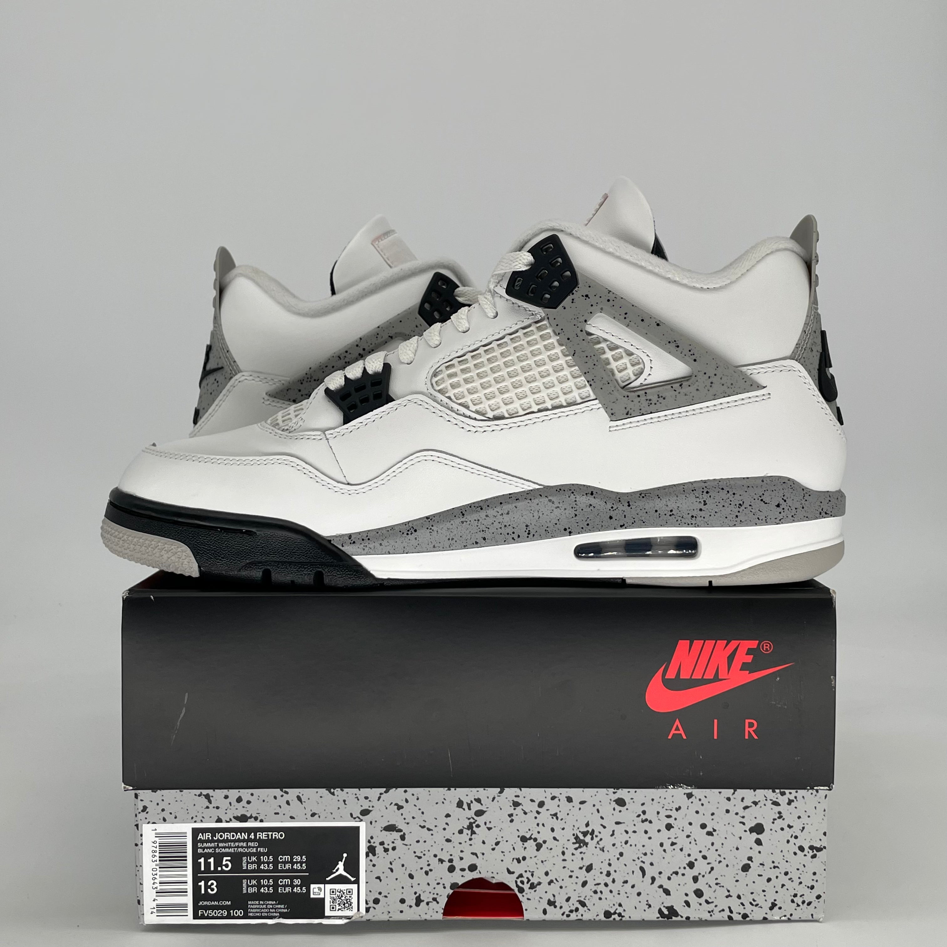AIR JORDAN 4 WHITE CEMENT FV5029-100 SIZE 11.5/13W