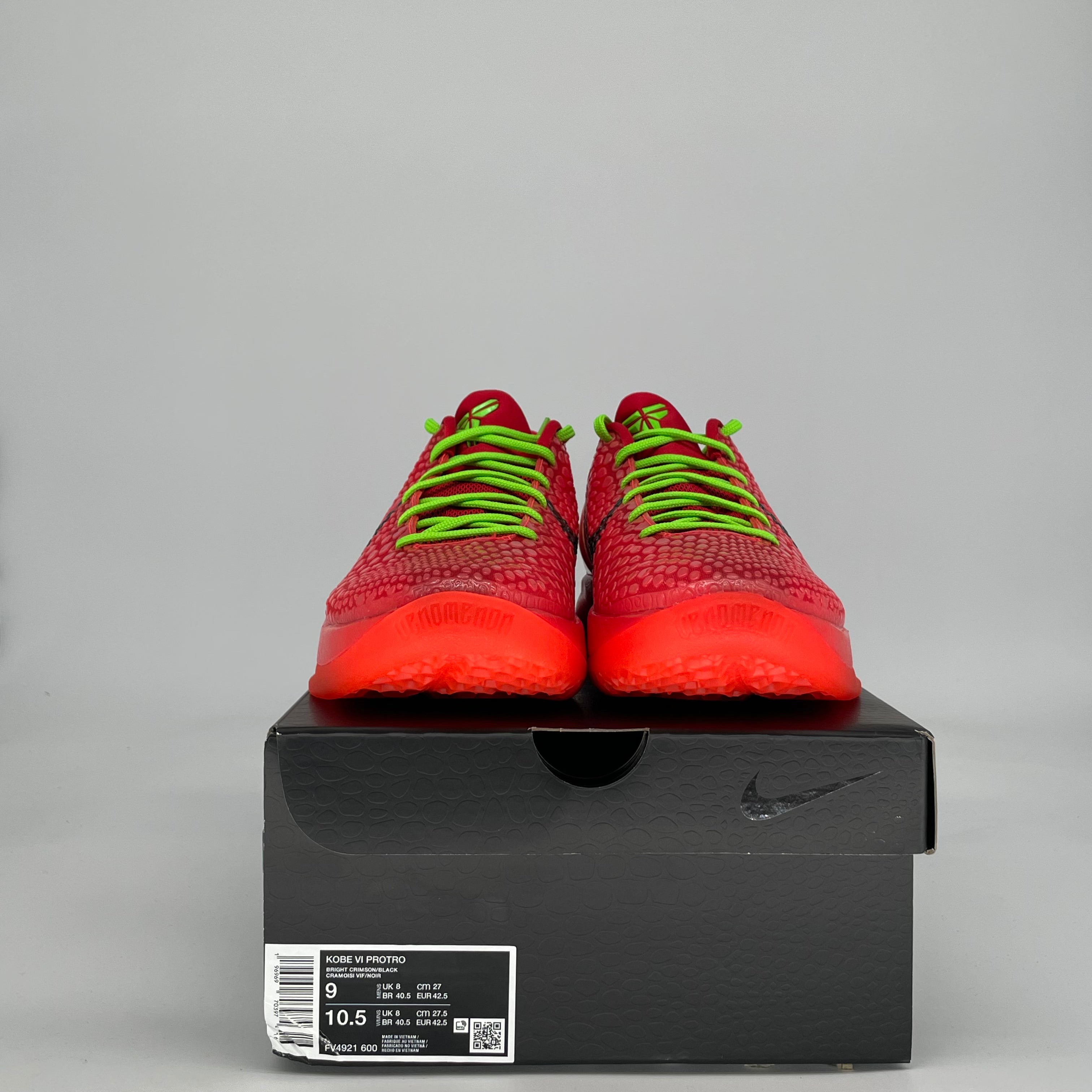 NIKE KOBE 6 PROTRO REVERSE GRINCH FV4921-600 SIZE 9/10.5W