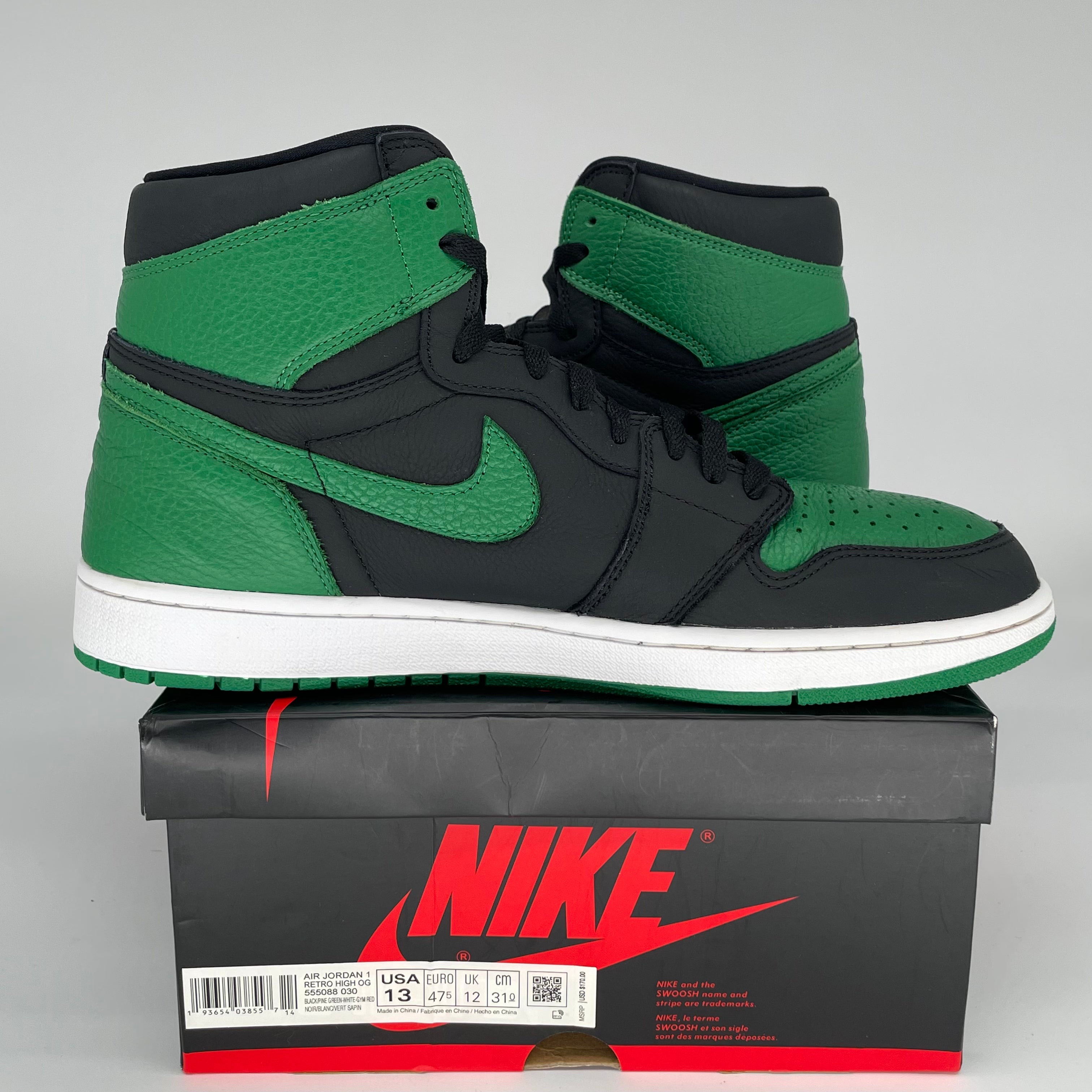AIR JORDAN 1 PINE GREEN BLACK 555088-030 SIZE 13/14.5W