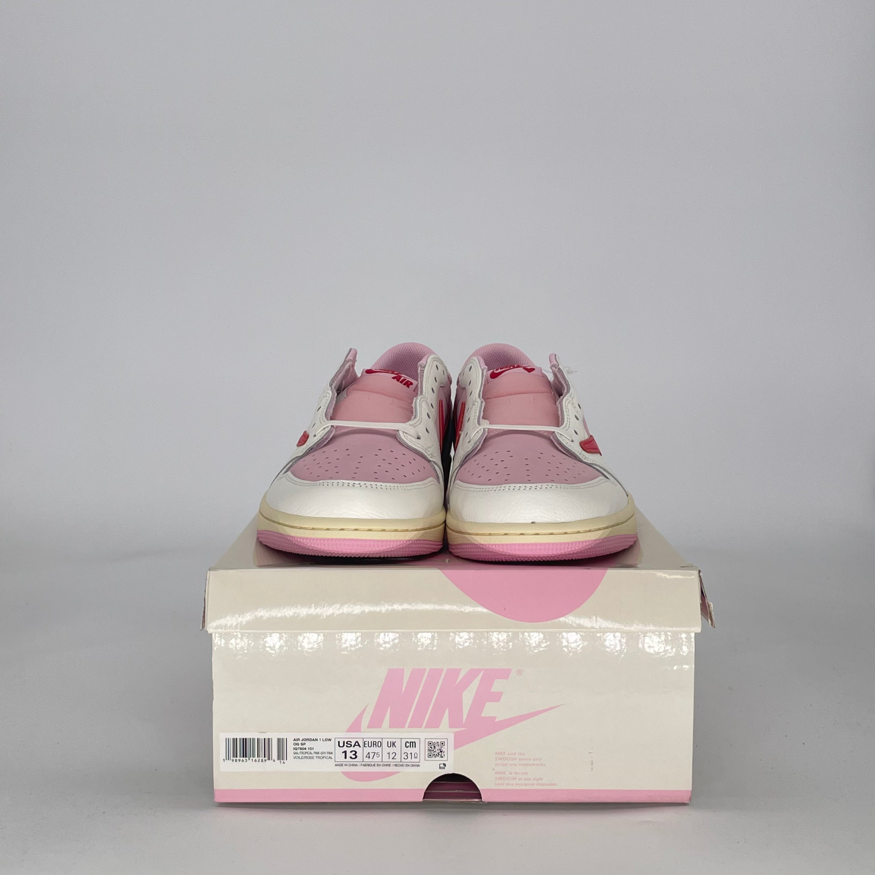 AIR JORDAN 1 LOW TRAVIS SCOTT SAIL TROPICAL PINK IQ7604-101 SIZE 13/14.5W