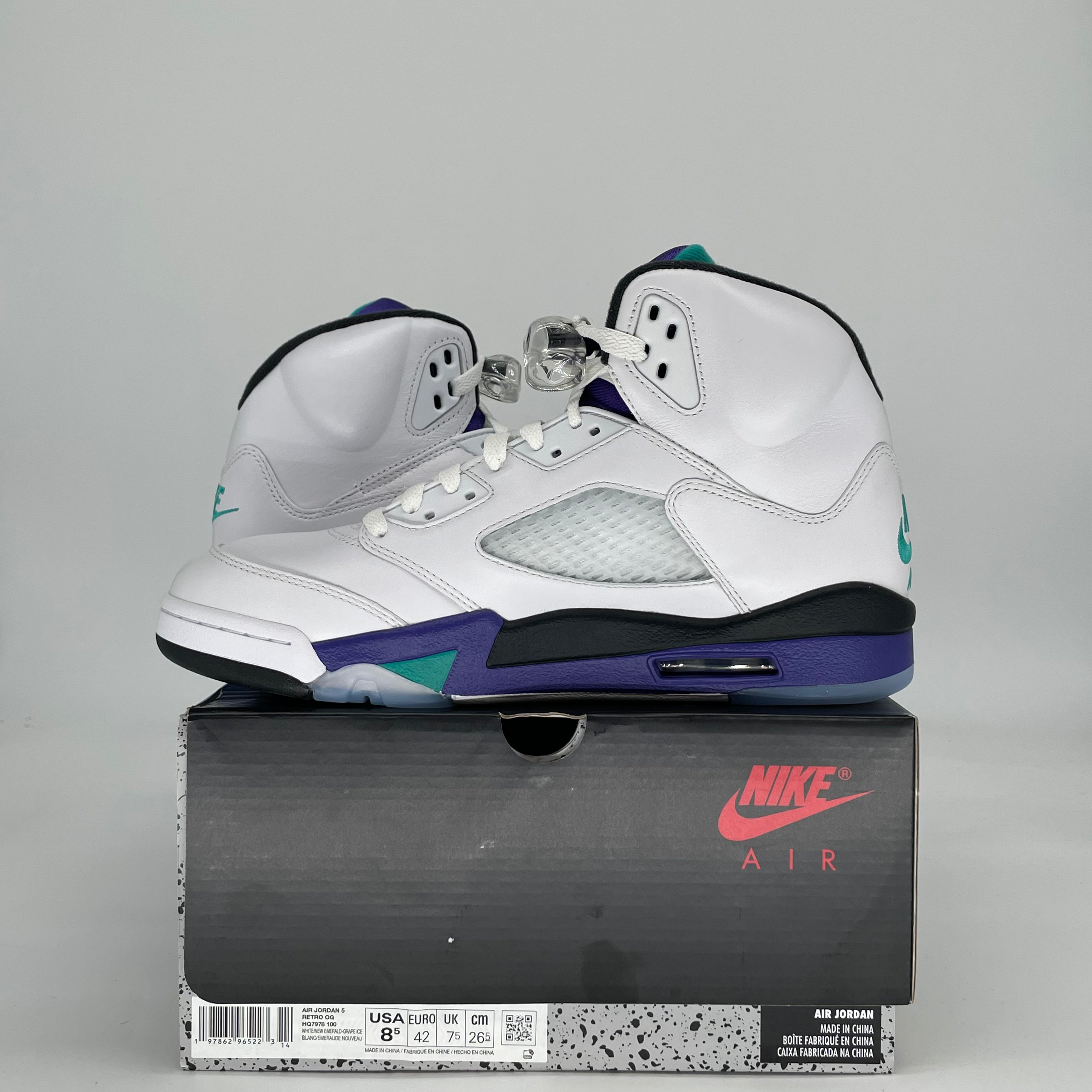 AIR JORDAN 5 GRAPE HQ7978-100 SIZE 8.5/10W