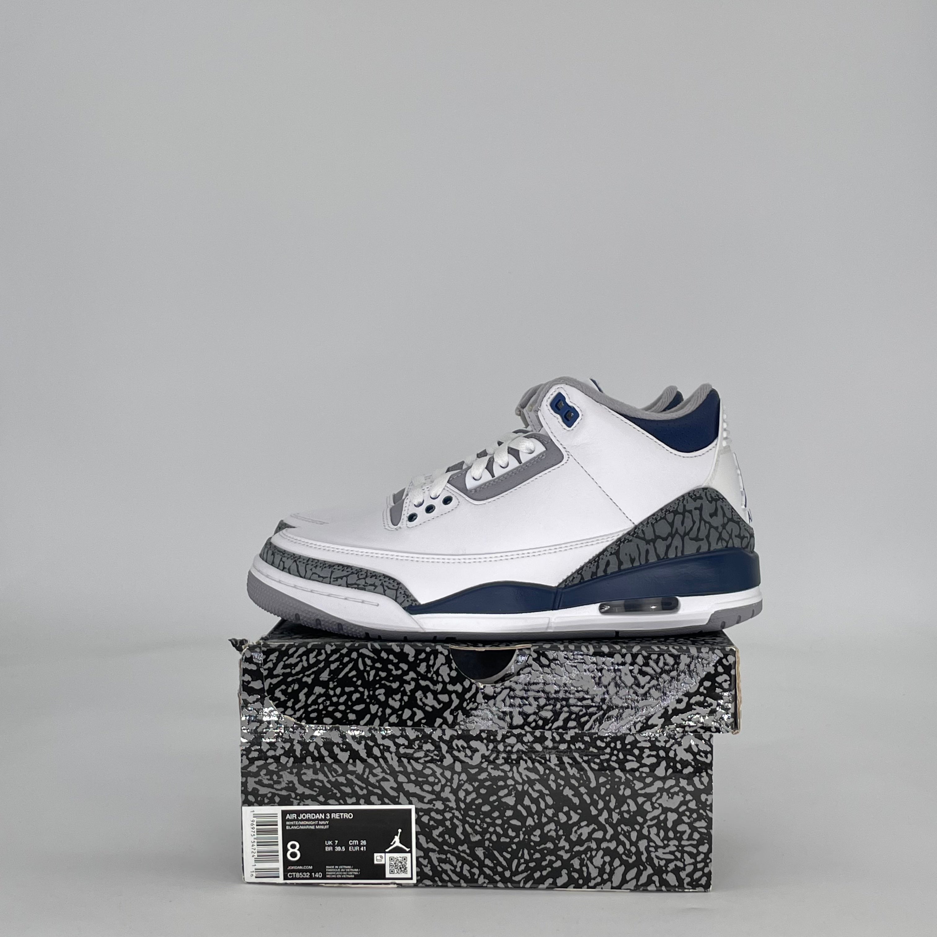 AIR JORDAN 3 MIDNIGHT NAVY CT8532-140 SIZE 8/9.5W
