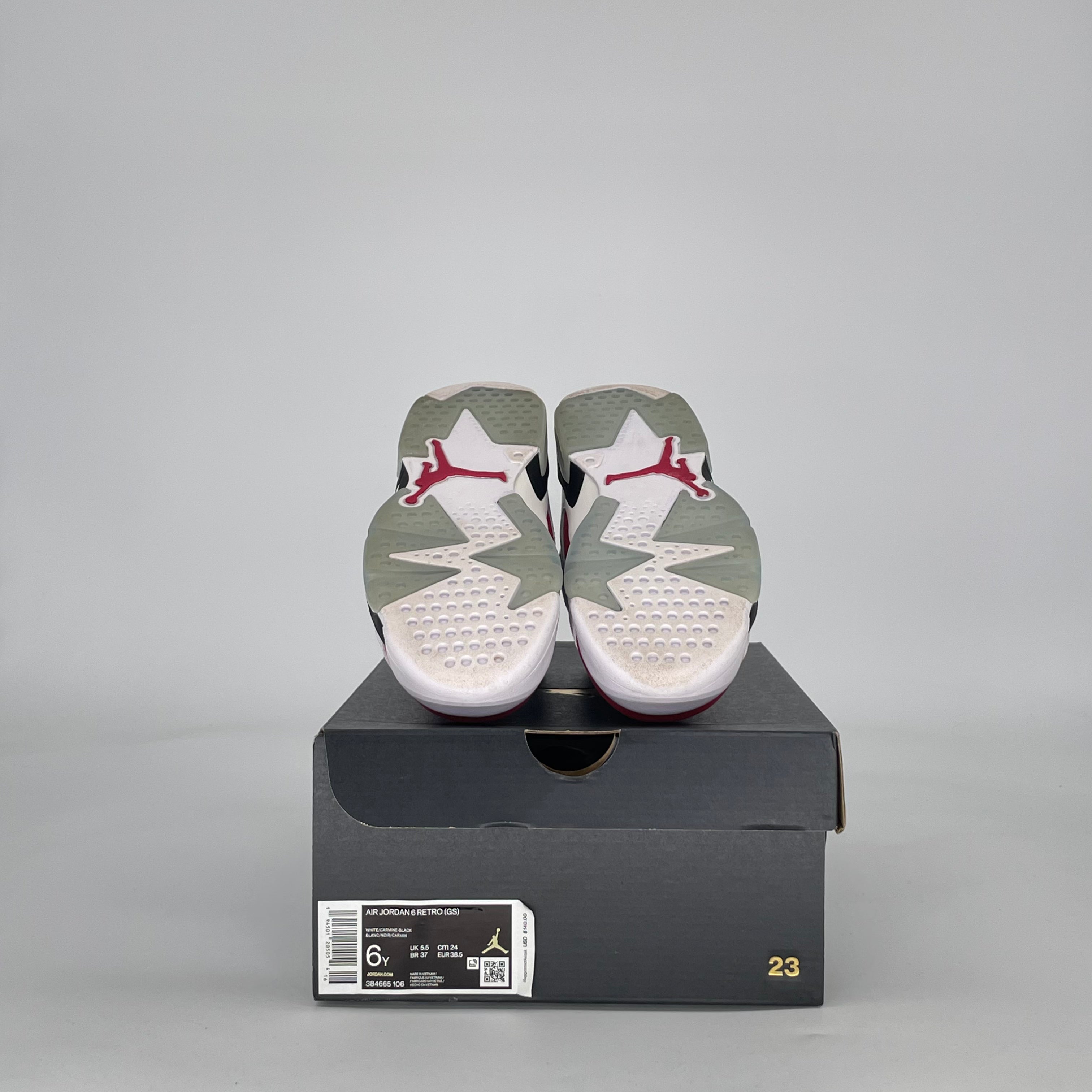 AIR JORDAN 6 CARMINE (2021) 384665-106 SIZE 6/7.5W GS