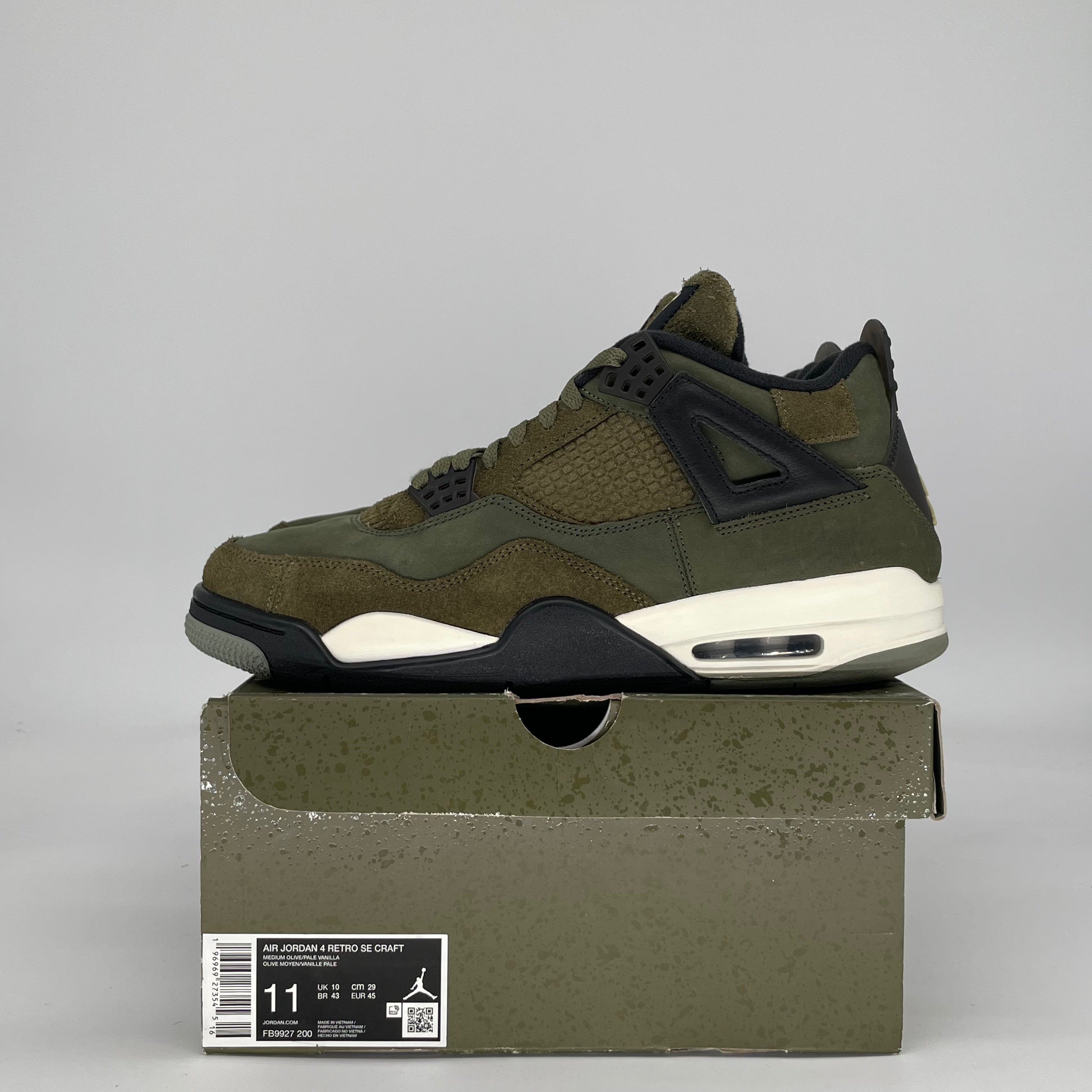 AIR JORDAN 4 CRAFT MEDIUM OLIVE FB9927-200 SIZE 11/12.5W