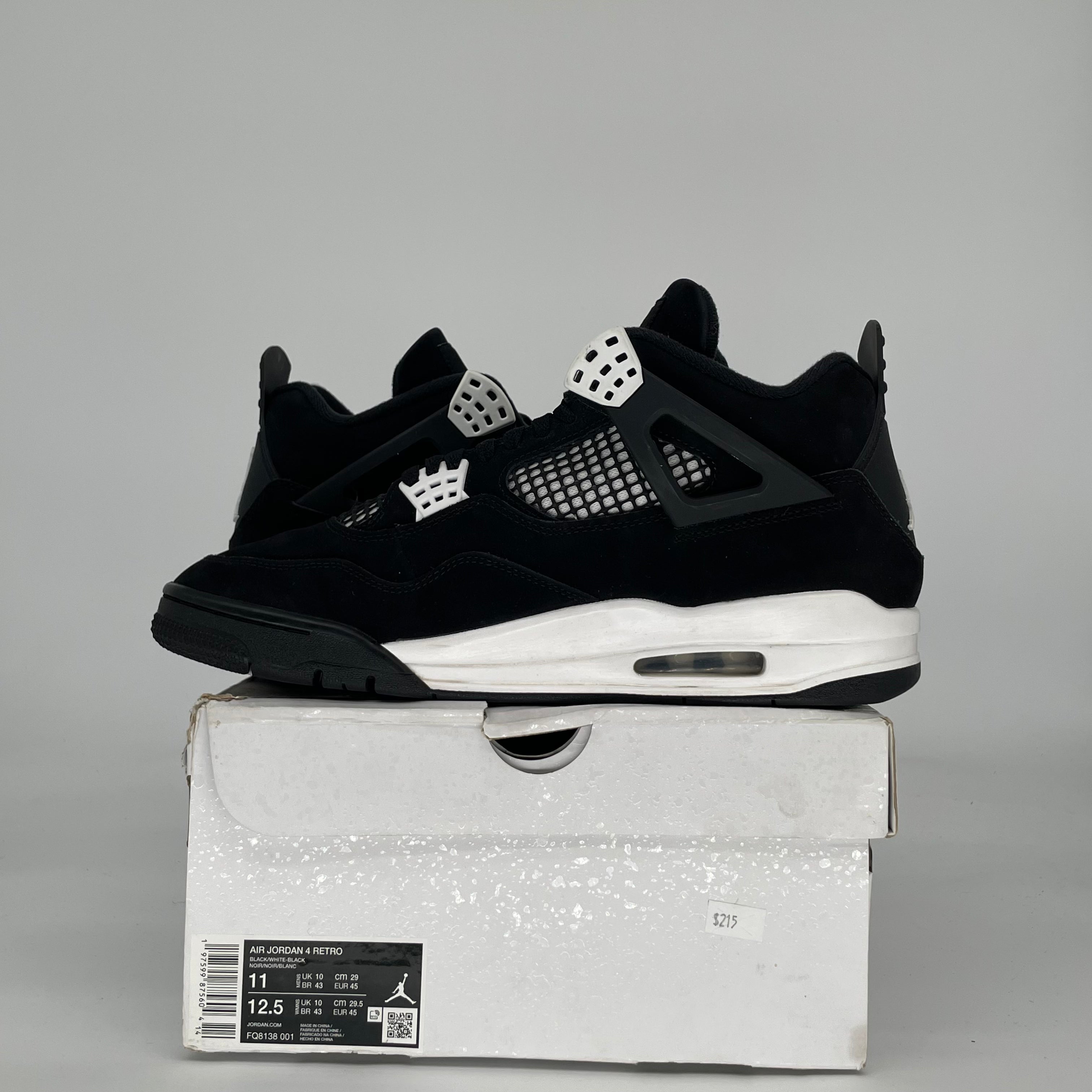AIR JORDAN 4 WHITE THUNDER FQ8138-001 SIZE 11/12.5W