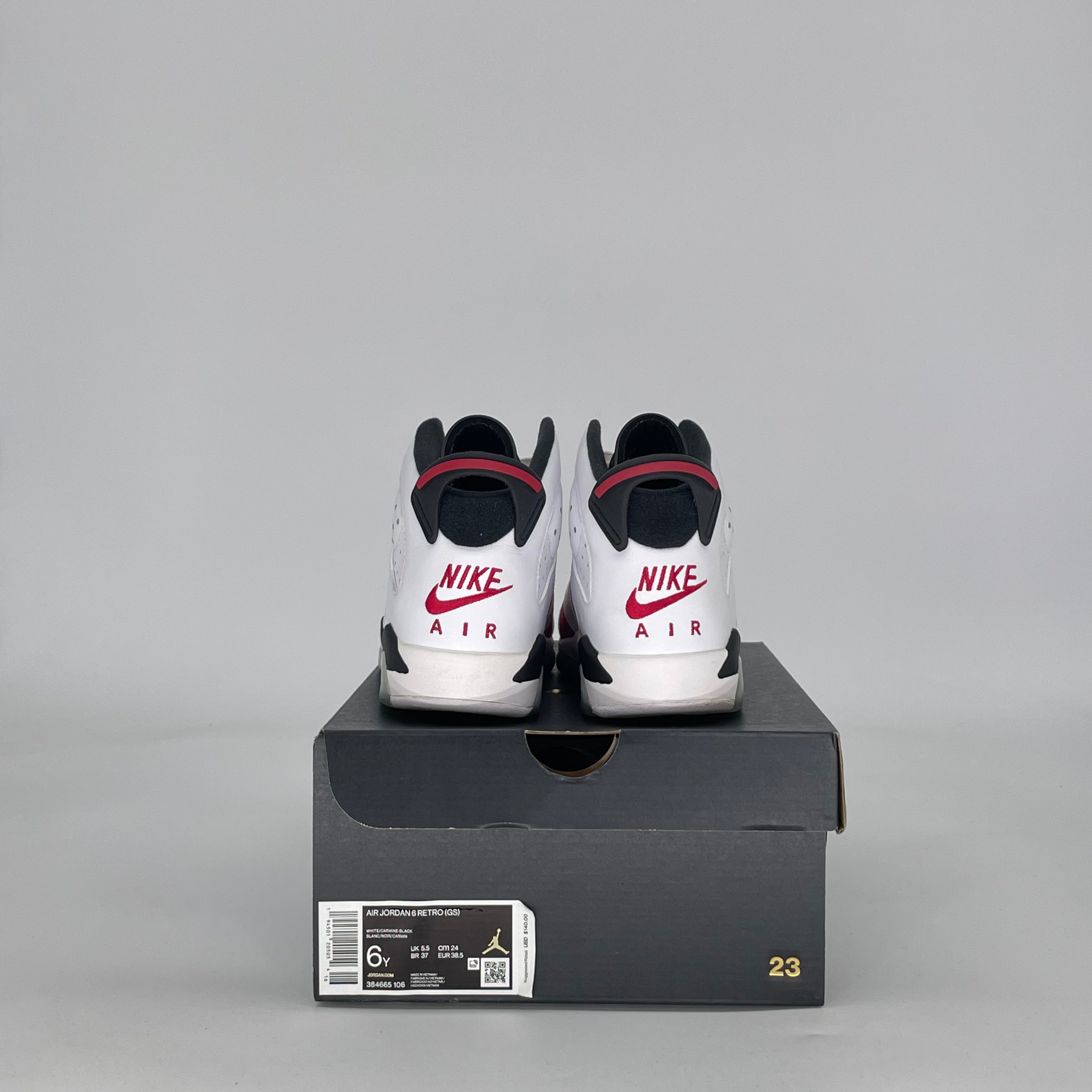 AIR JORDAN 6 CARMINE (2021) 384665-106 SIZE 6/7.5W GS