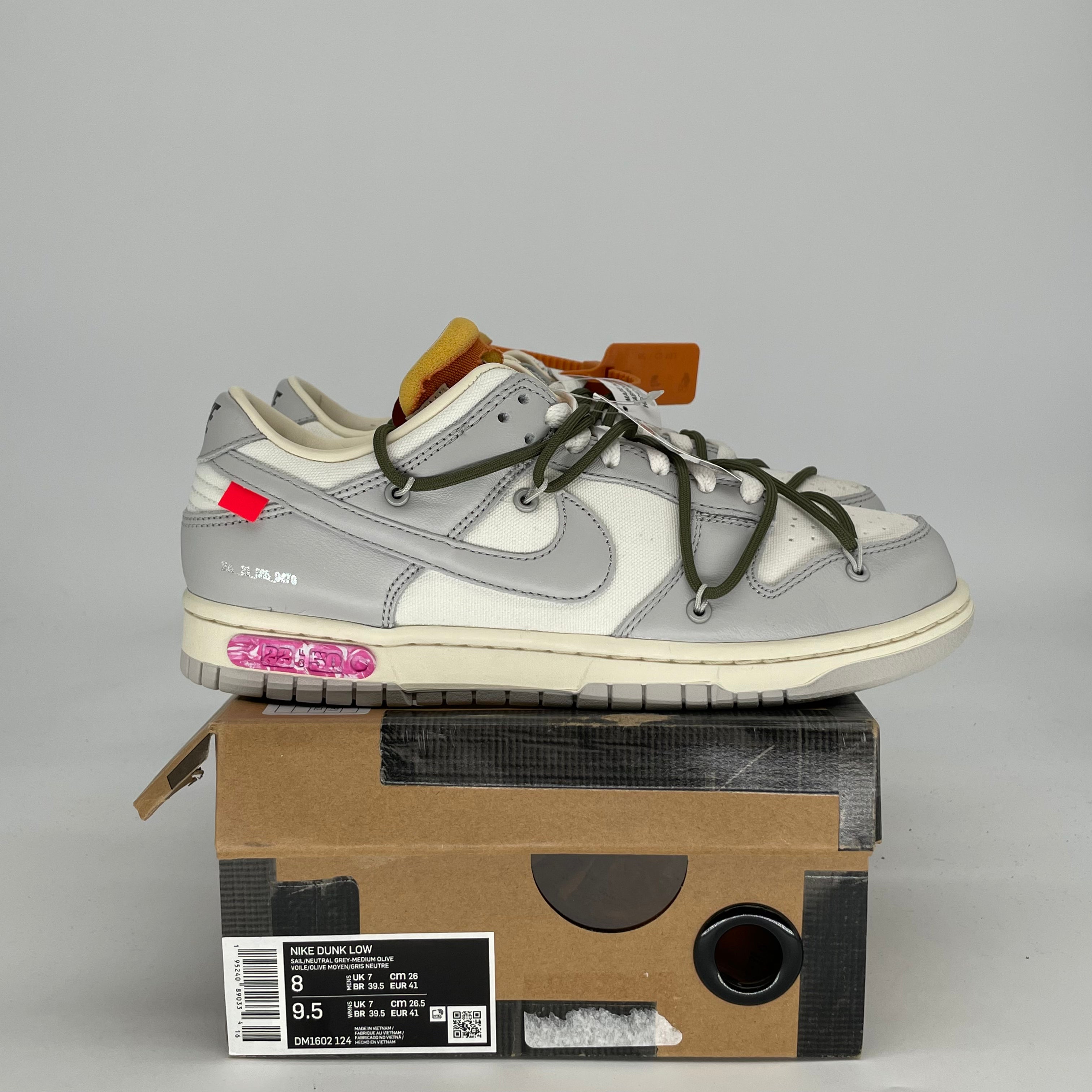 OFF WHITE X NIKE DUNK LOW LOT 22 DM1602-124 SIZE 8/9.5W
