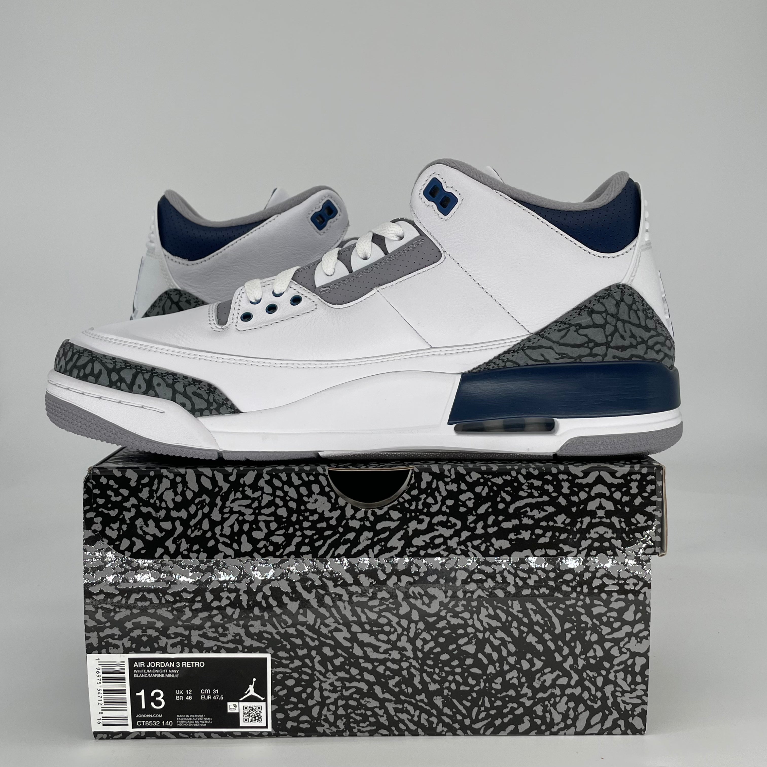 AIR JORDAN 3 MIDNIGHT NAVY CT8532-140 SIZE 13/14.5W