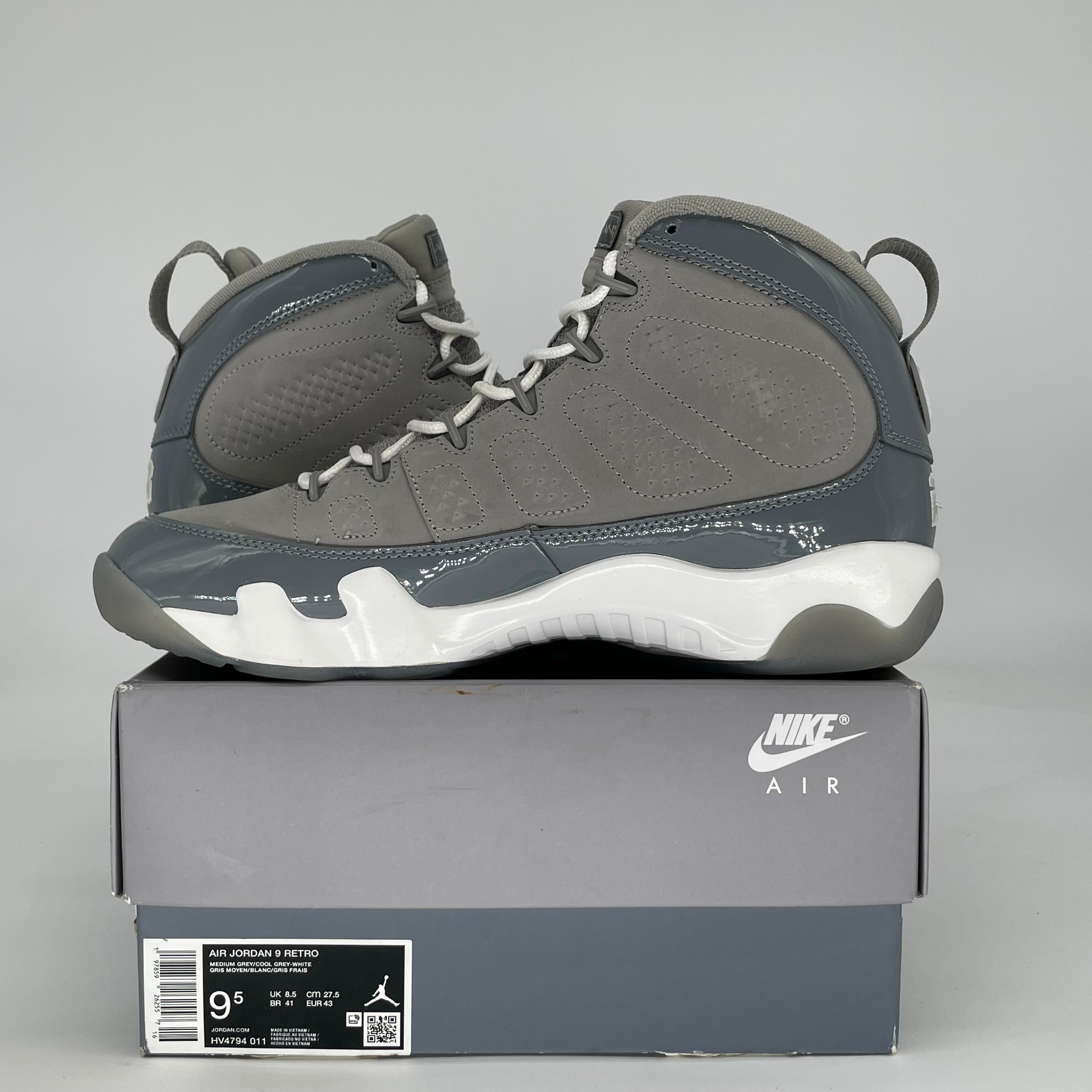 AIR JORDAN 9 COOL GREY HV4794-011 SIZE 9.5/11W